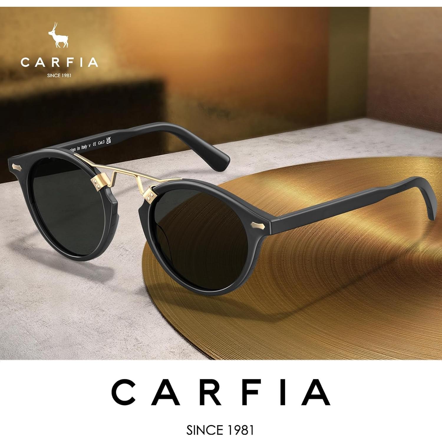 Gafas de sol polarizadas CARFIA para hombres, marco negro, protección UV