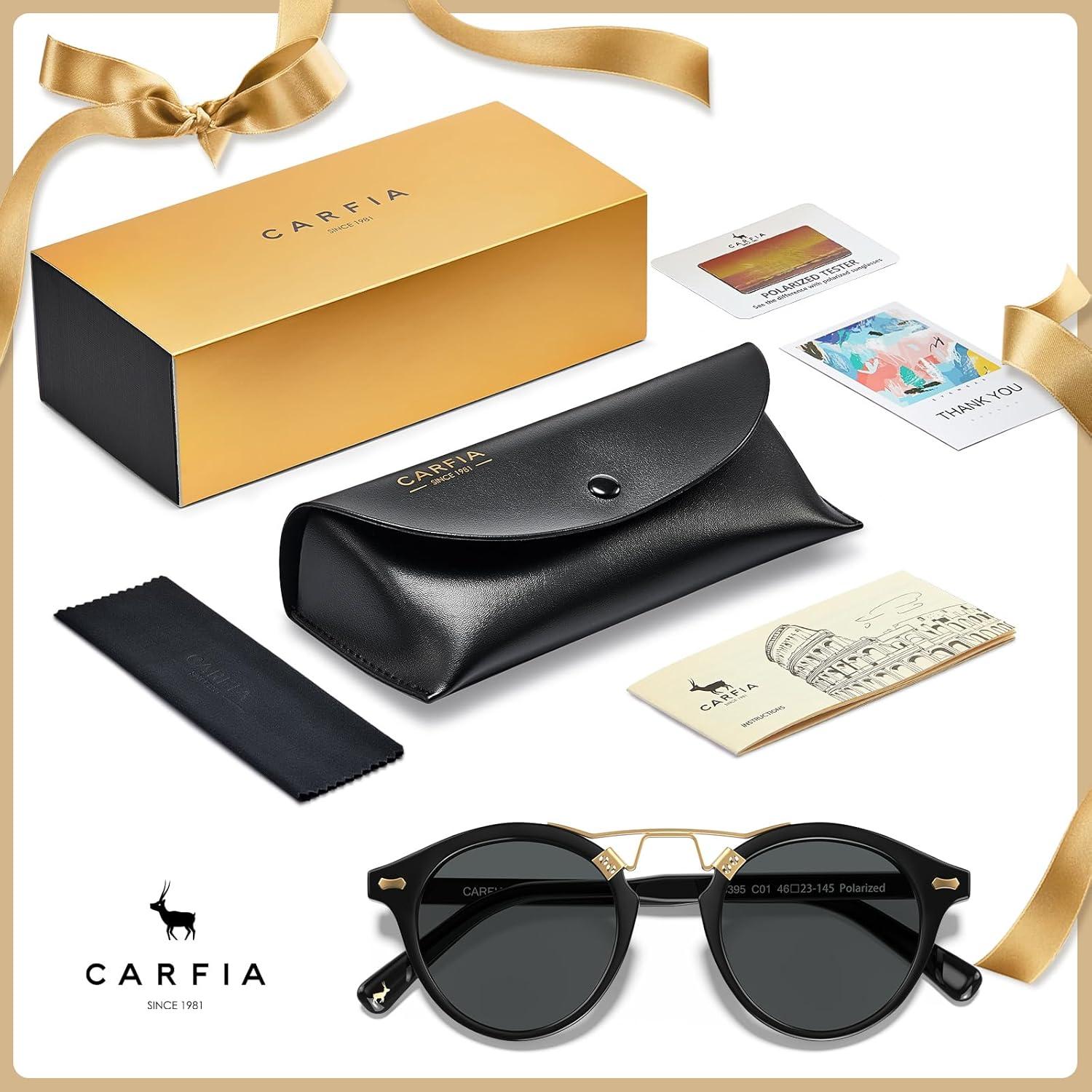 Gafas de sol polarizadas CARFIA para hombres, marco negro, protección UV