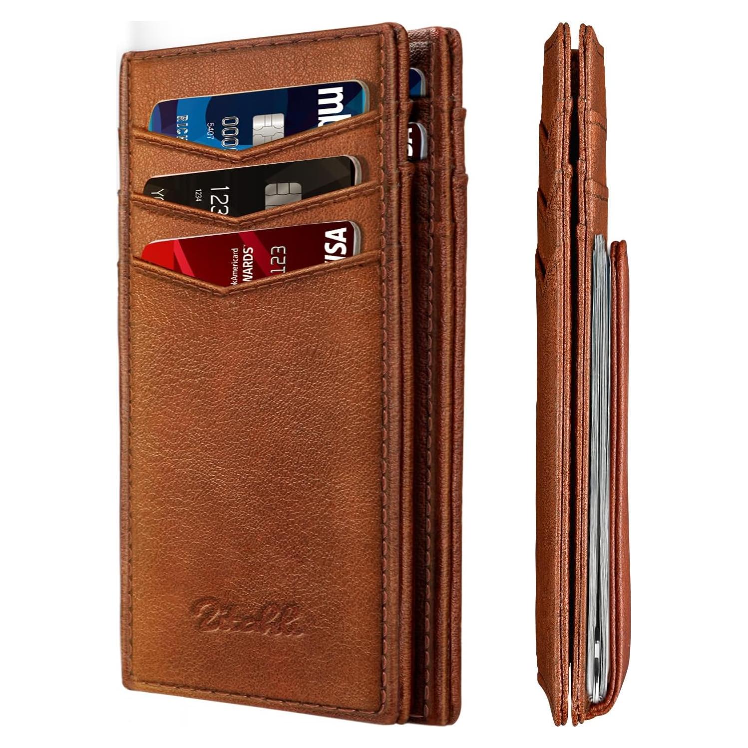 Billetera Slim Zitahli para Hombres - Cuero Bifold RFID 12 Tarjetas