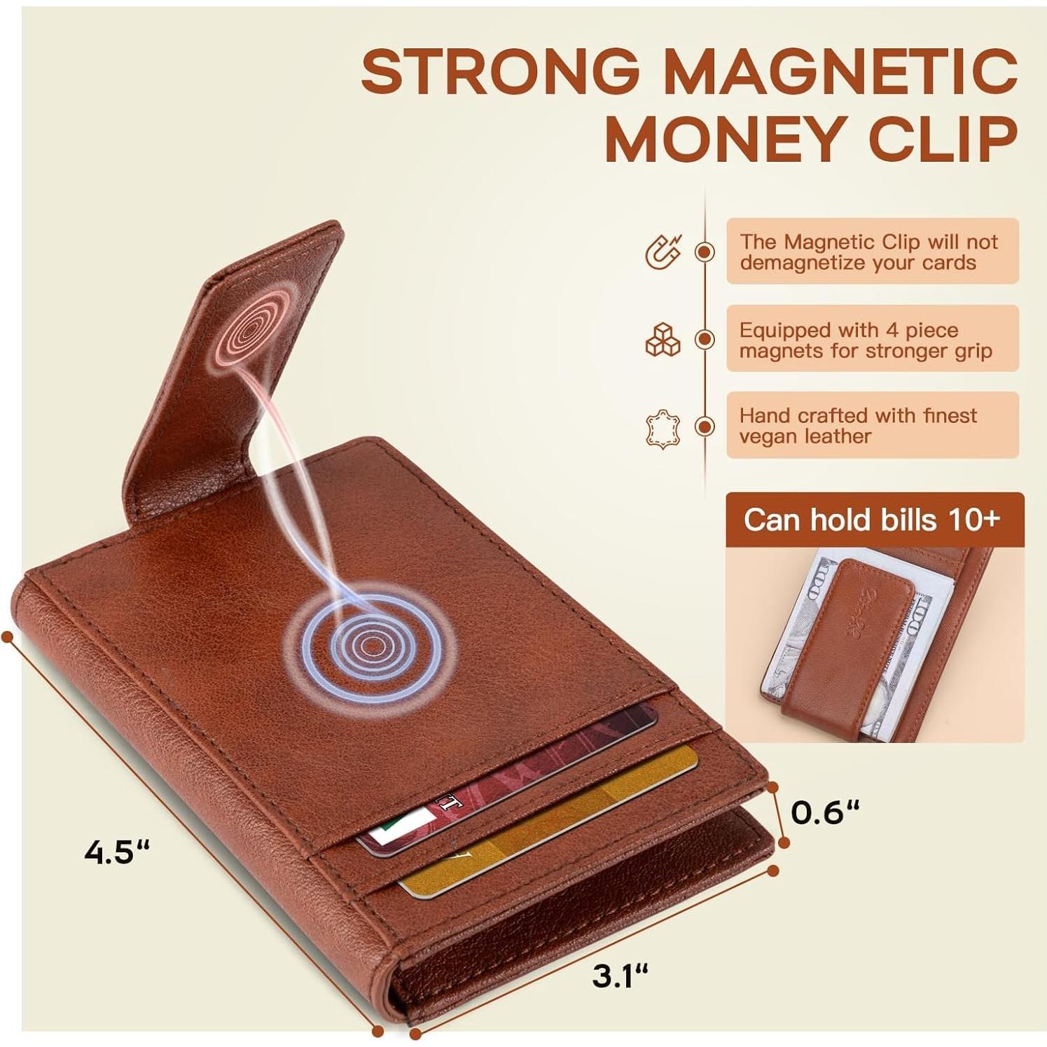 Billetera Slim Zitahli para Hombres - Cuero Bifold RFID 12 Tarjetas