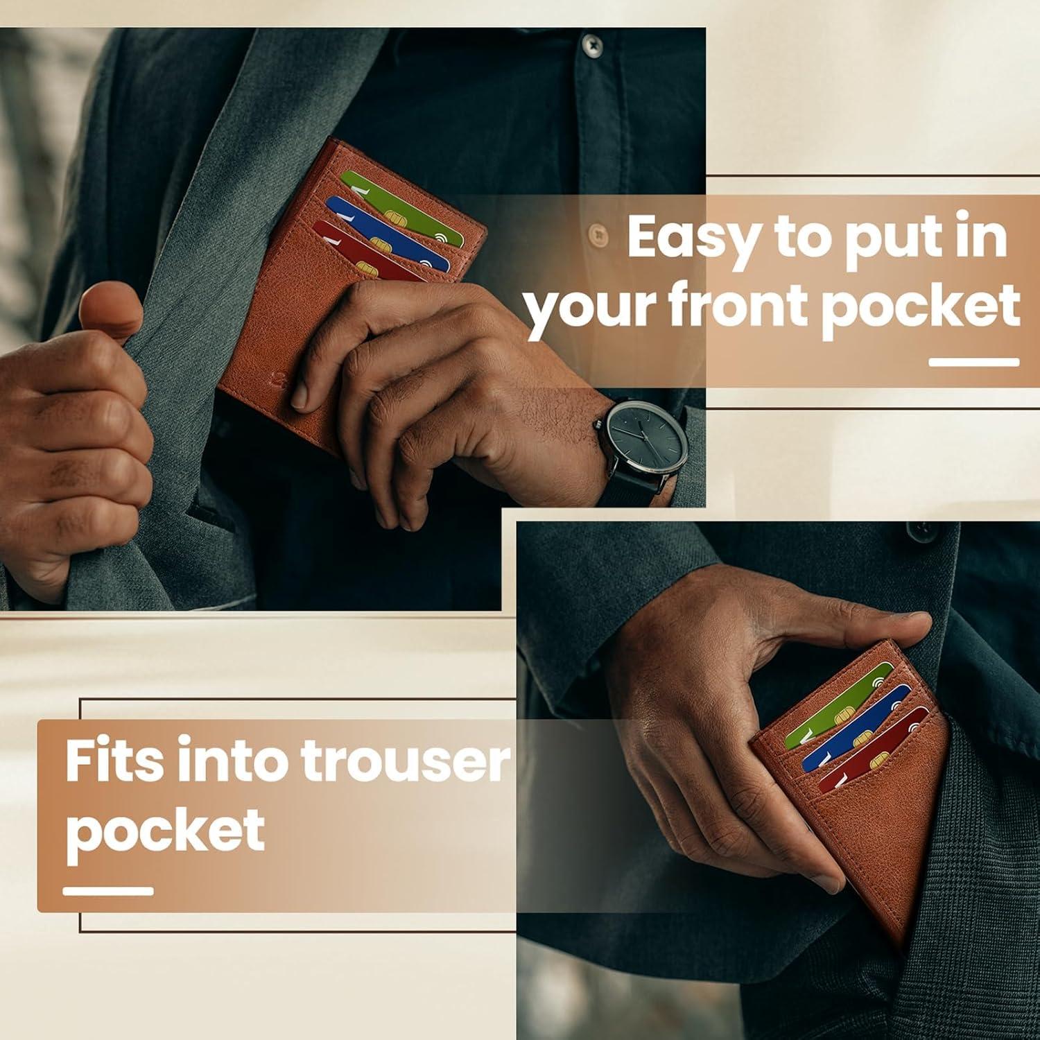 Billetera Slim Zitahli para Hombres - Cuero Bifold RFID 12 Tarjetas