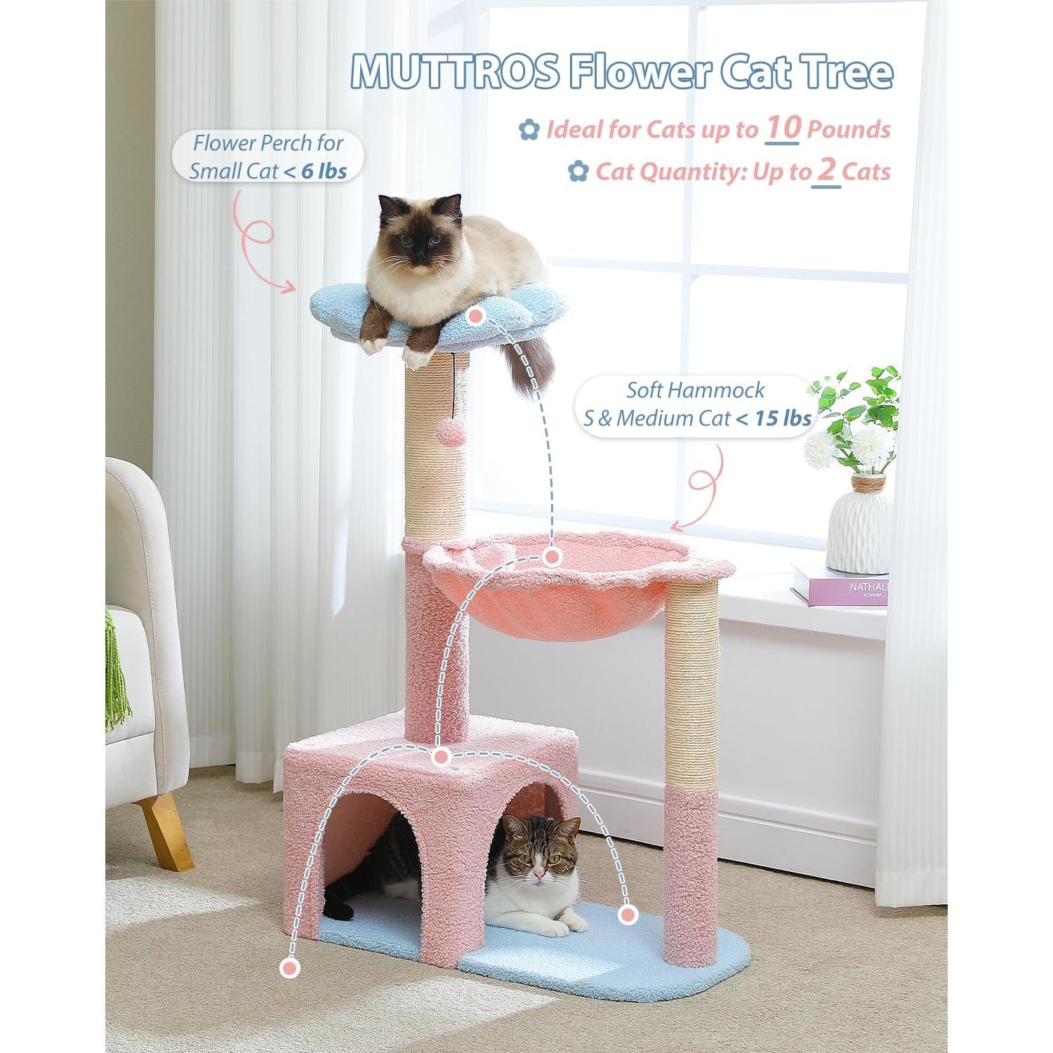 Árbol de Gato Flor MUTTROS 89 cm con Hamaca y Rascador