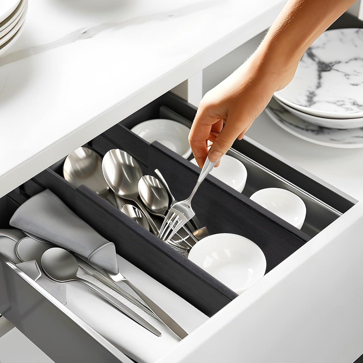 Divisores de Cajones Ajustables Utoplike 10.16 cm Negro 4 PCS