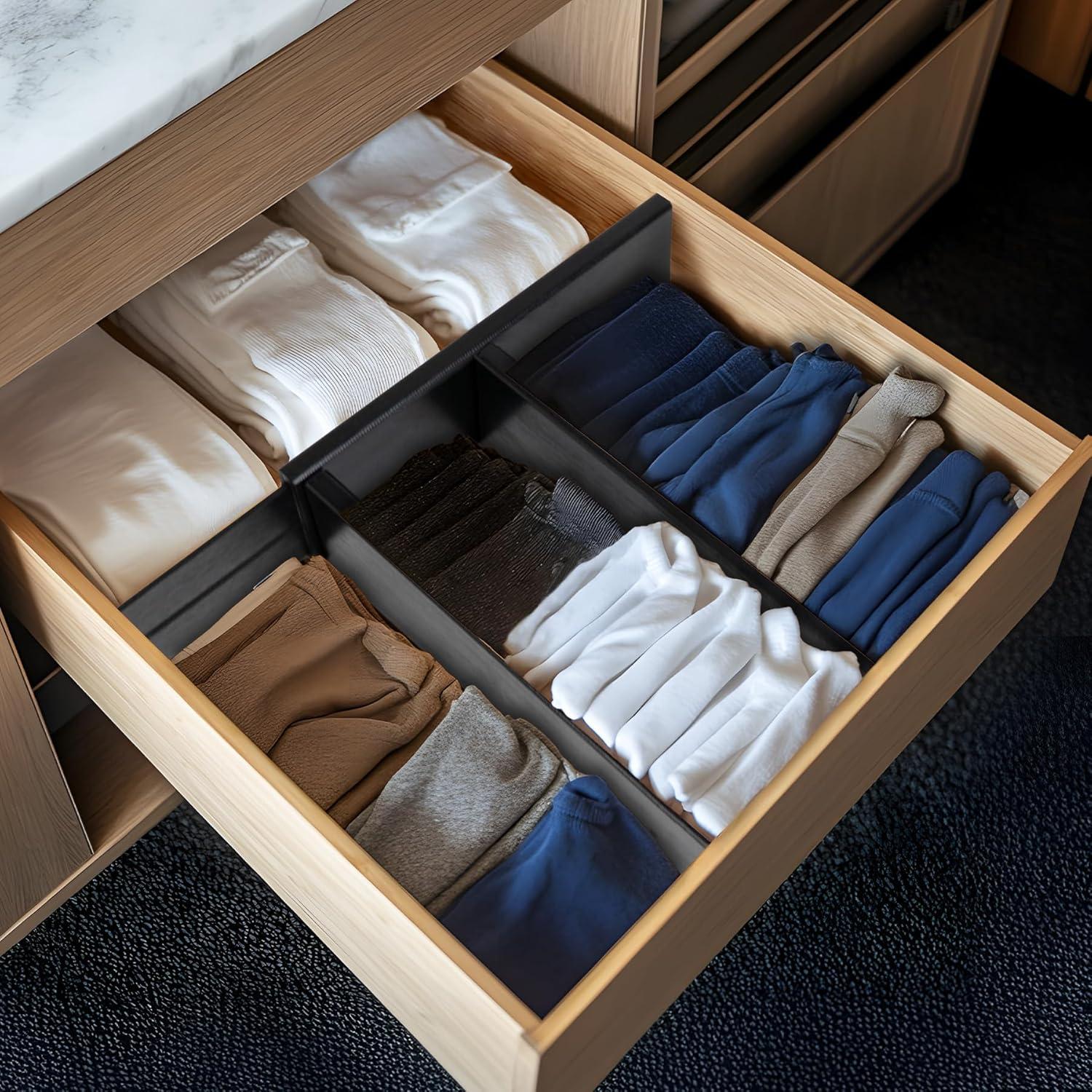 Divisores de Cajones Ajustables Utoplike 10.16 cm Negro 4 PCS