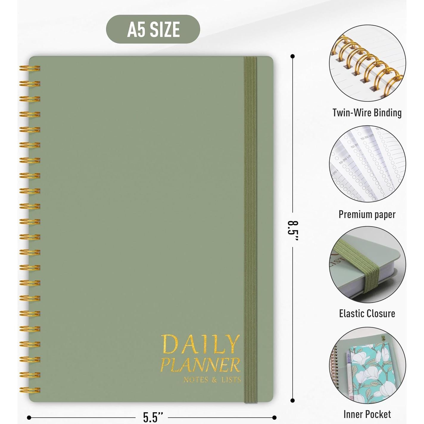 Planificador Diario Sin Fecha MeDolove Verde 14x21.6 cm