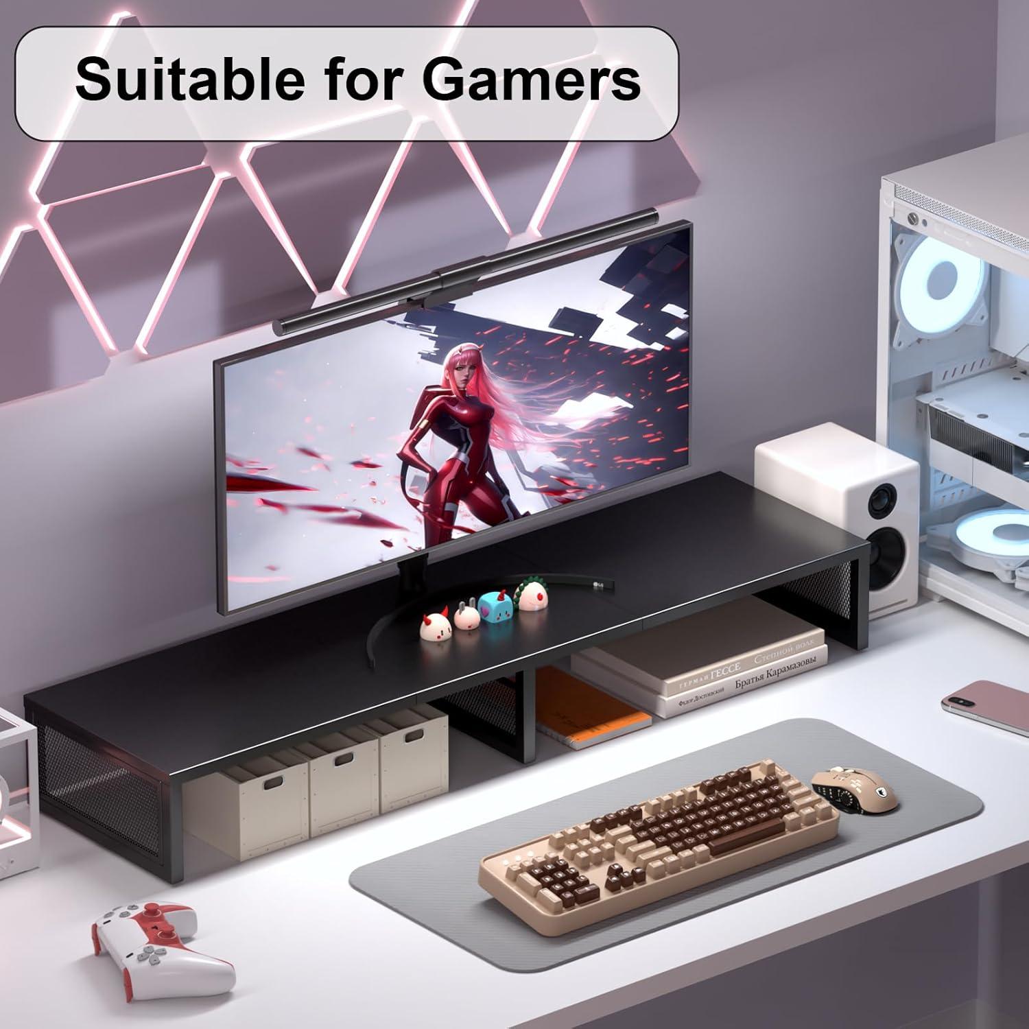 Soporte para Monitor Doble Gugsey, Ergonomía y Organización, Negro