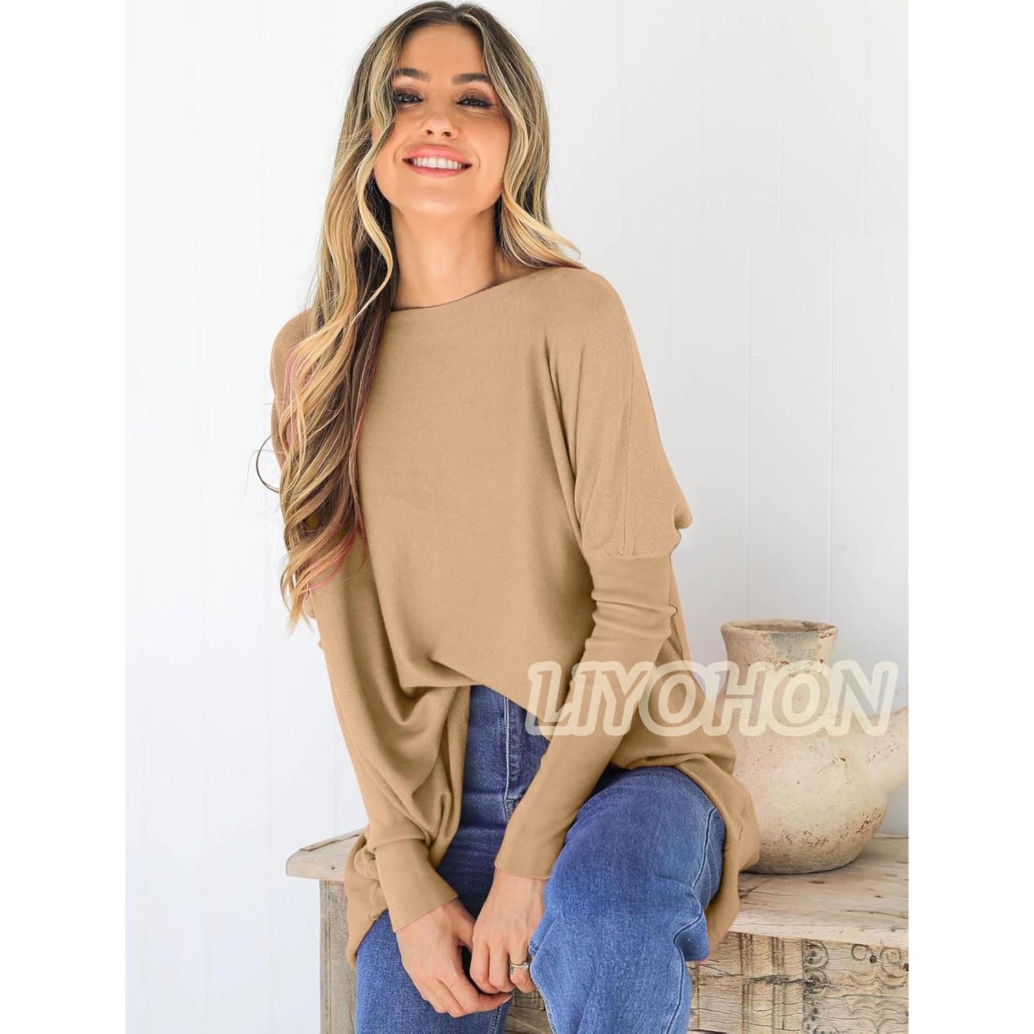 Camiseta Oversized LIYOHON para Mujeres, Túnica Casual