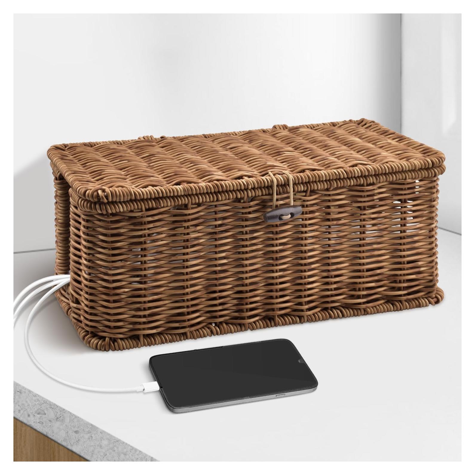 Caja Organizadora de Cables Konosnd - Marrón, 30.48x12.7x12.7 cm