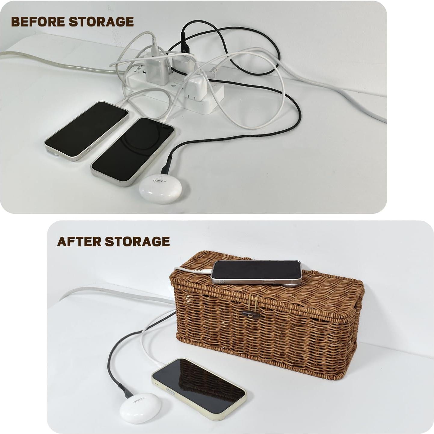 Caja Organizadora de Cables Konosnd - Marrón, 30.48x12.7x12.7 cm