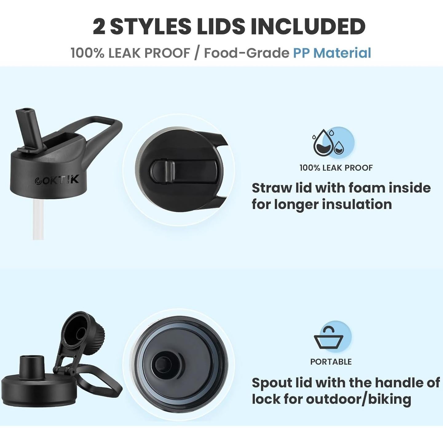 Botella de Agua Aislada COKTIK 22 oz Acero Inoxidable Verde Militar