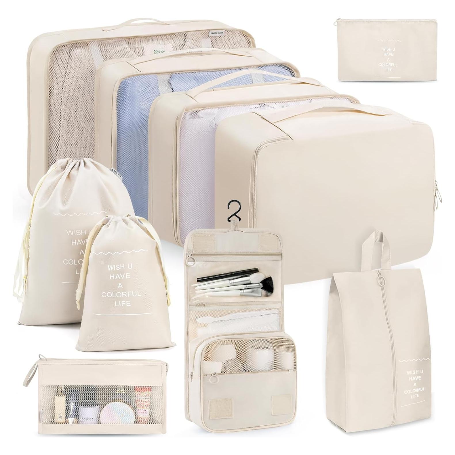 Set de 10 Cubos de Empaque TRMFUSA Beige - Organizadores de Viaje