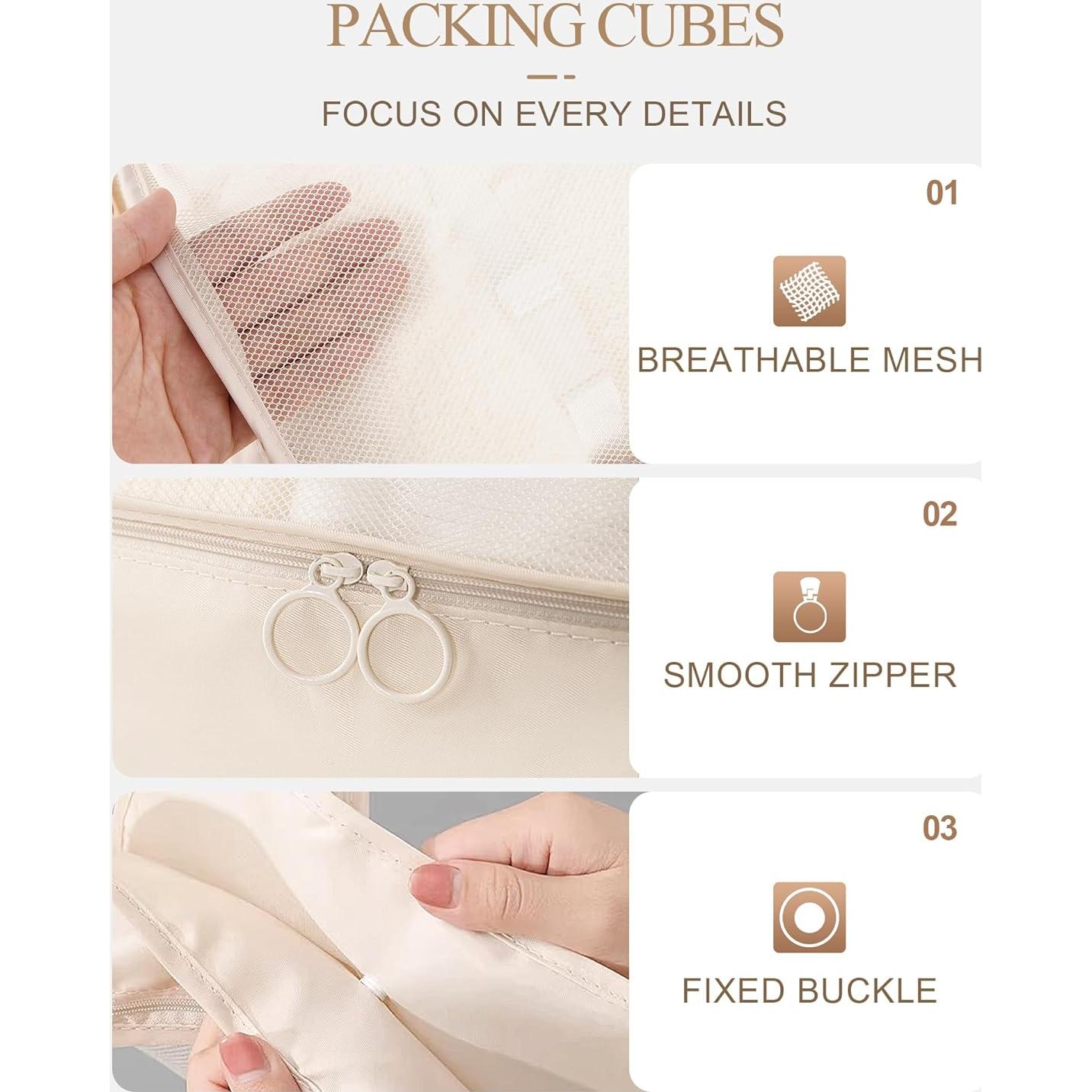 Set de 10 Cubos de Empaque TRMFUSA Beige - Organizadores de Viaje