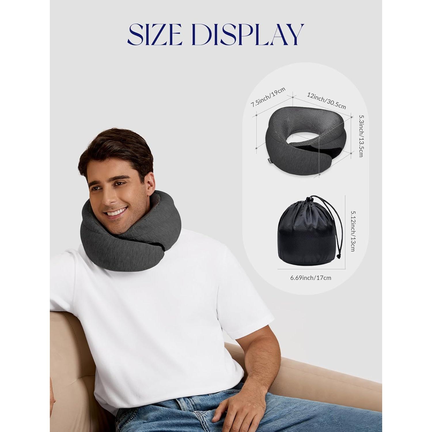 Almohada de Viaje Korigo KR001 Gris Oscuro Espuma Memoria