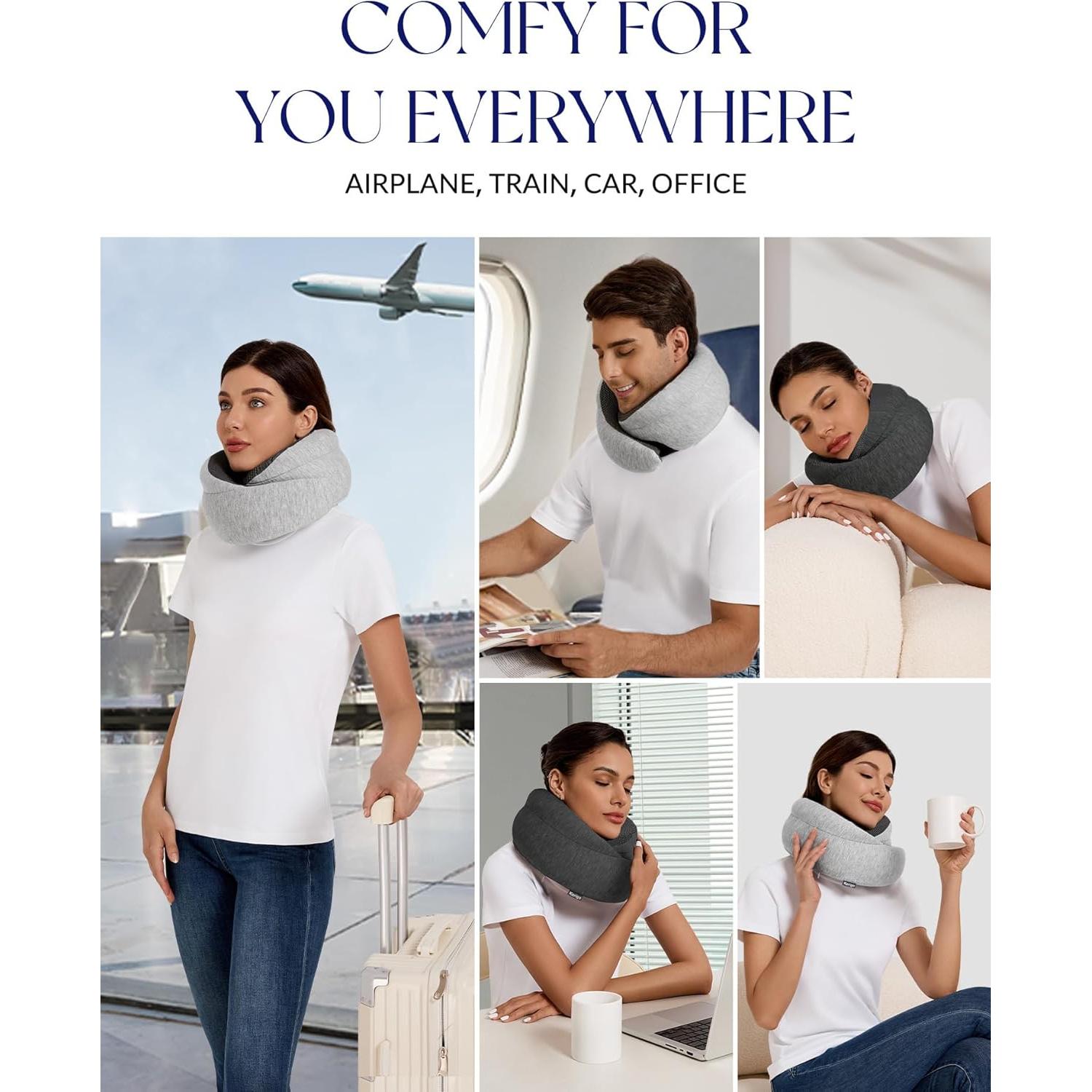 Almohada de Viaje Korigo KR001 Gris Oscuro Espuma Memoria