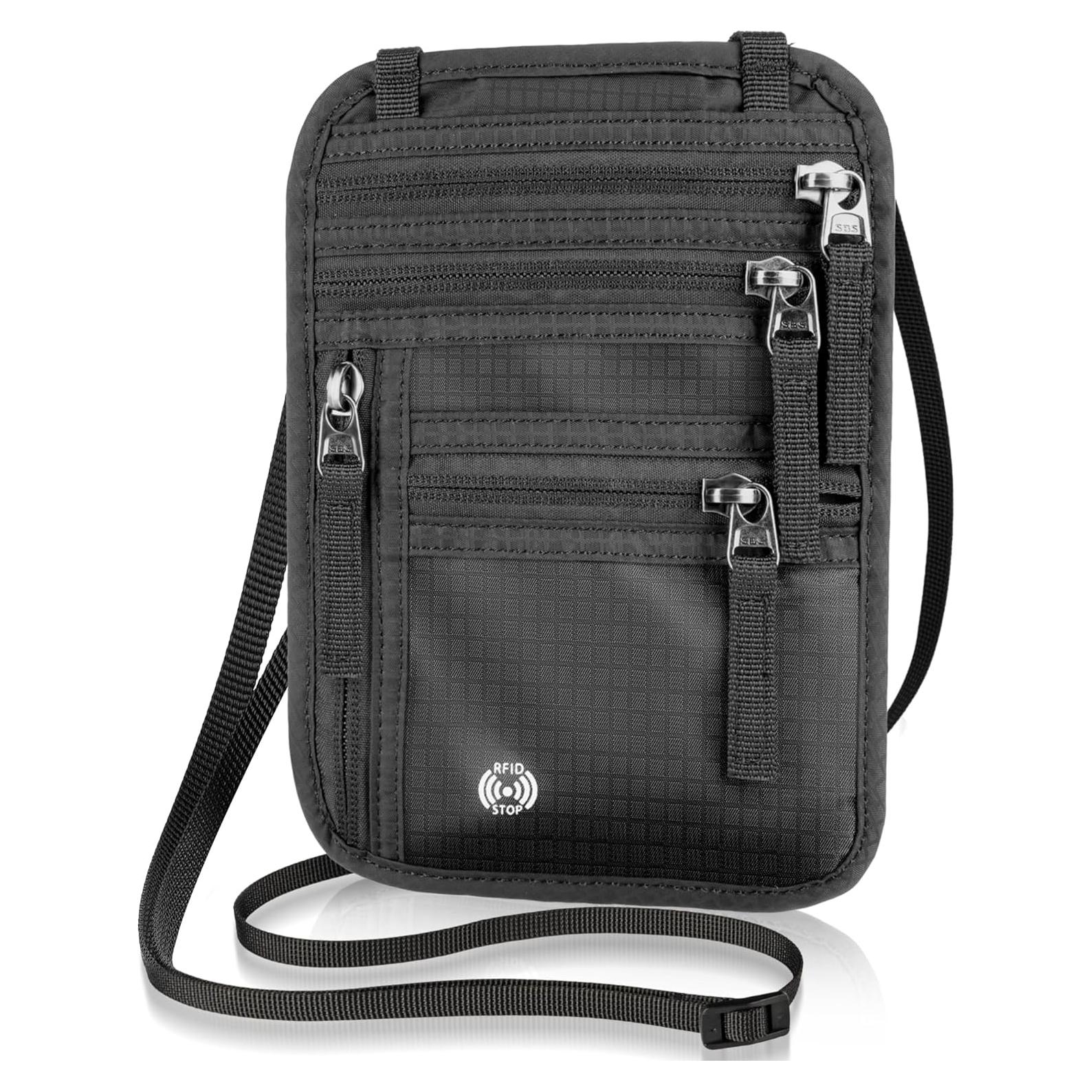 Billetera de Cuello de Viaje Likesing con Bloqueo RFID Negro