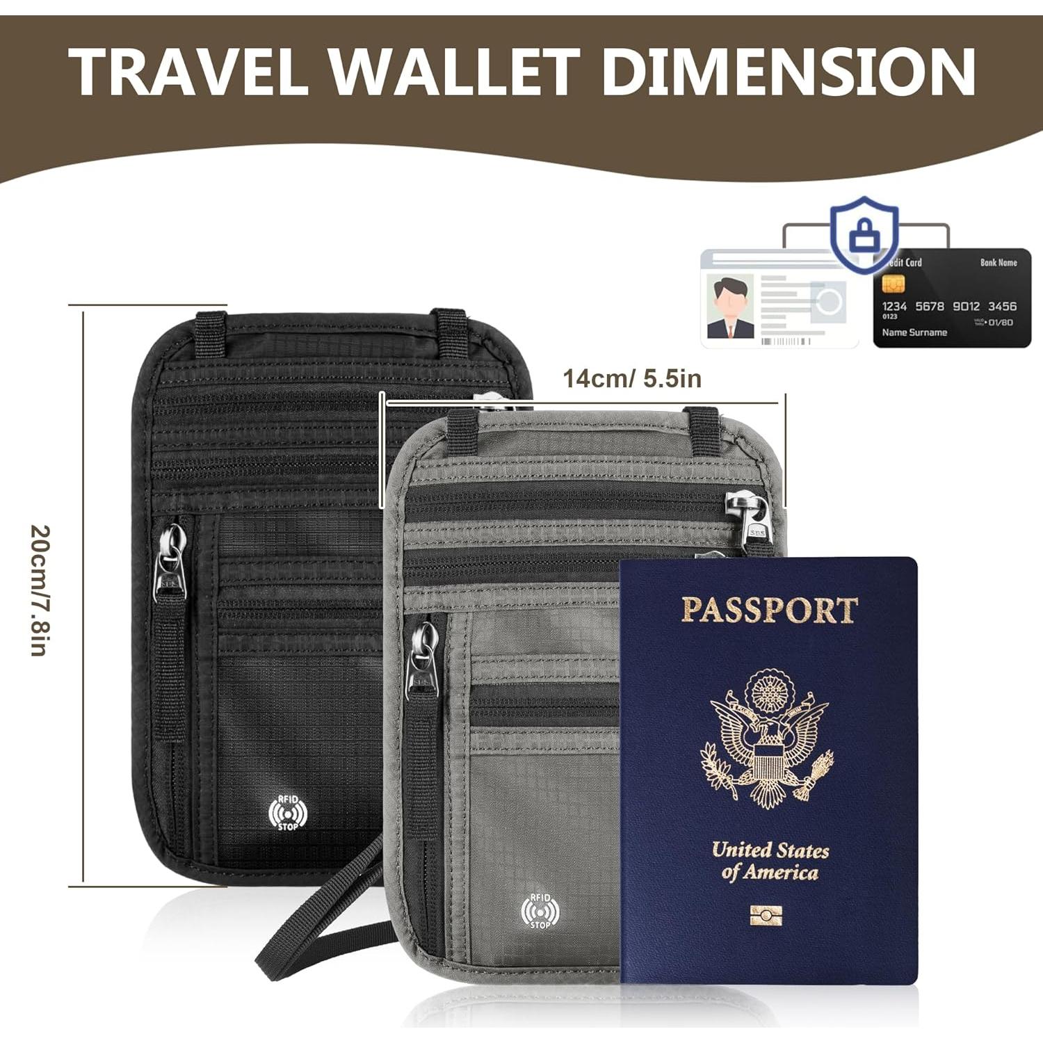 Billetera de Cuello de Viaje Likesing con Bloqueo RFID Negro