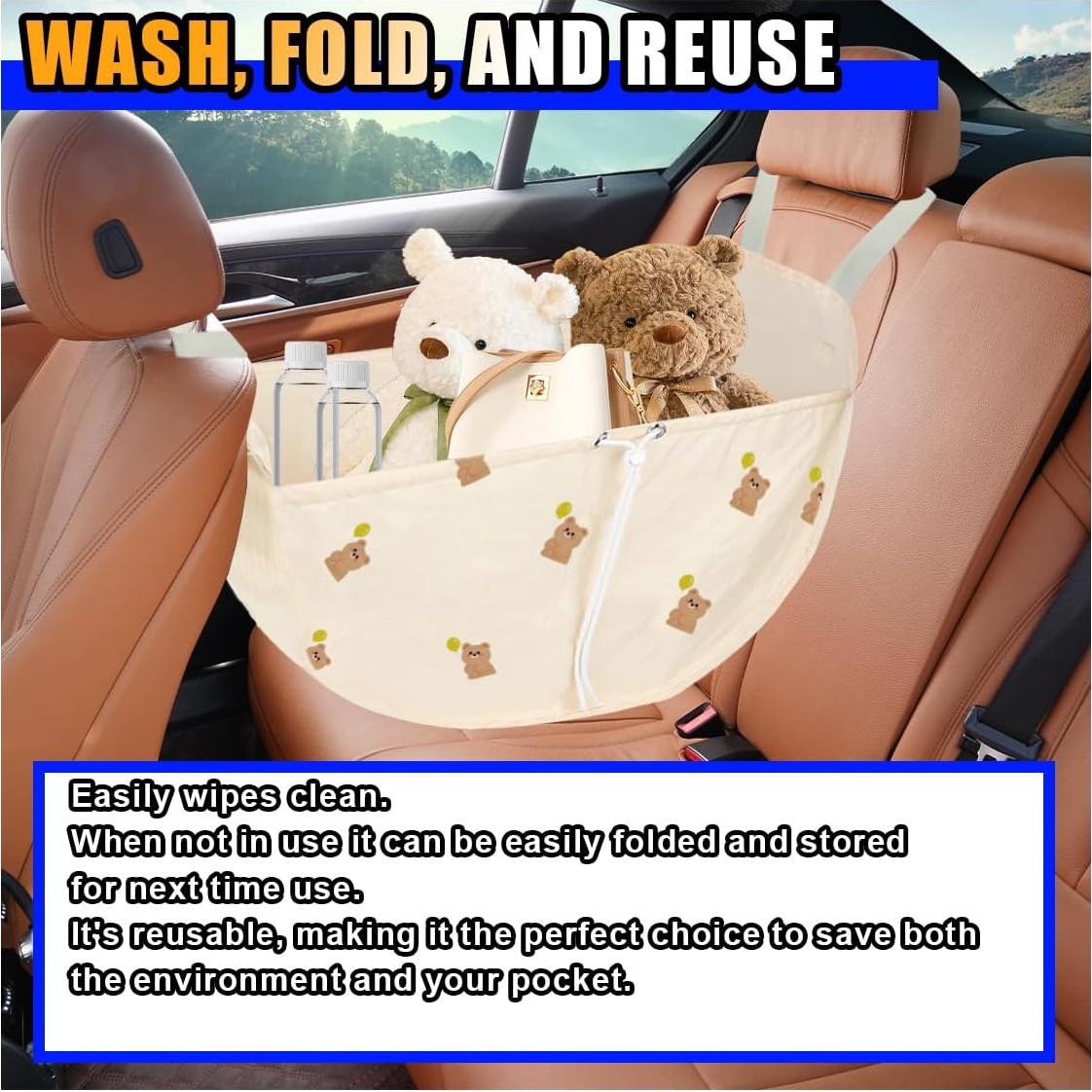 Organizador de Asiento de Coche SMILFUY Beige Plegable 58x33cm