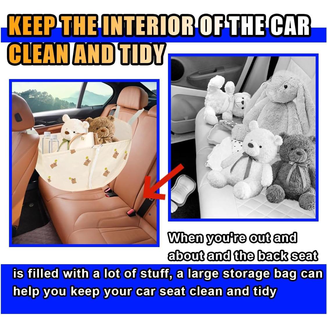 Organizador de Asiento de Coche SMILFUY Beige Plegable 58x33cm