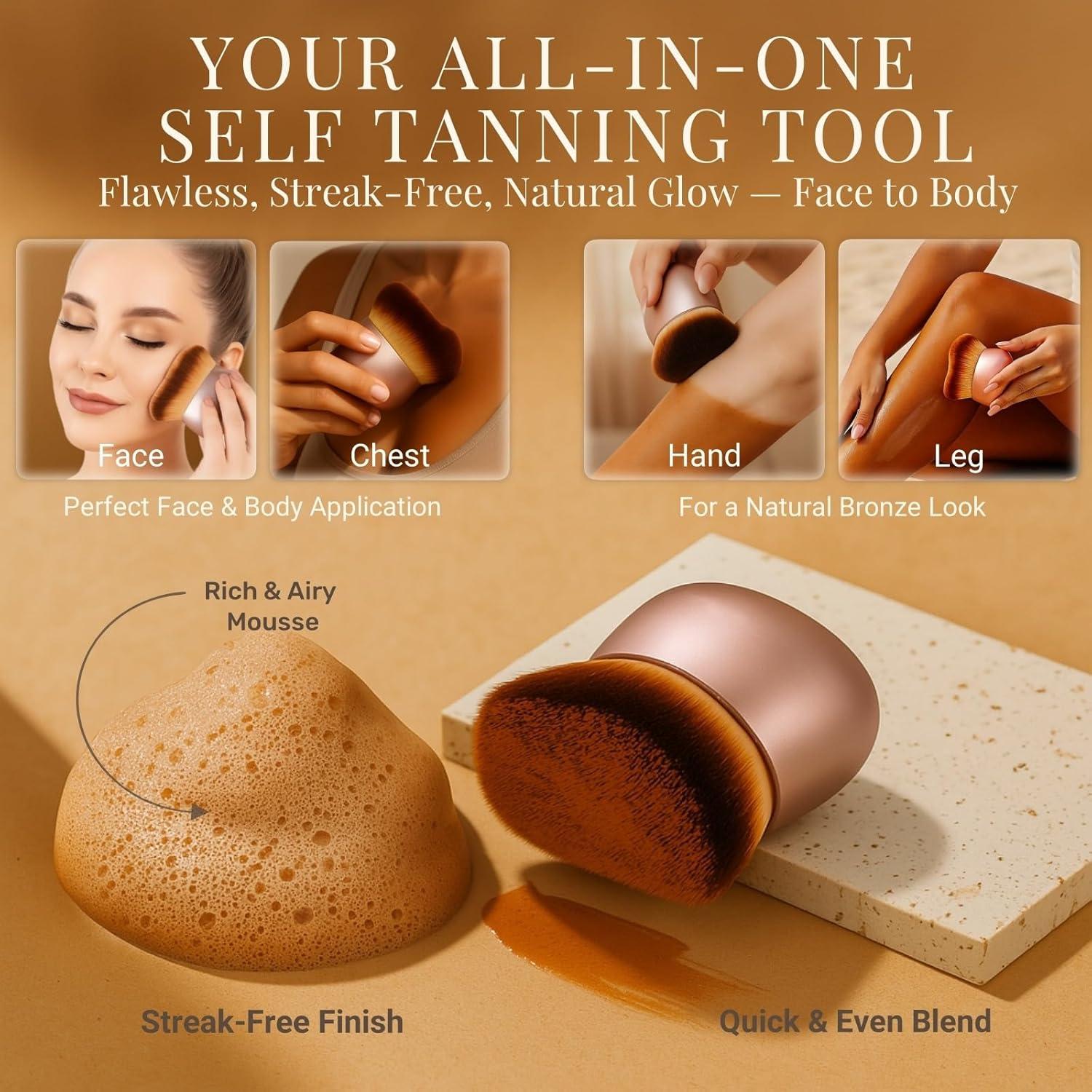 Brocha Kabuki para Autobronceador GOERTI Rosa - Aplicador Sin Rayas