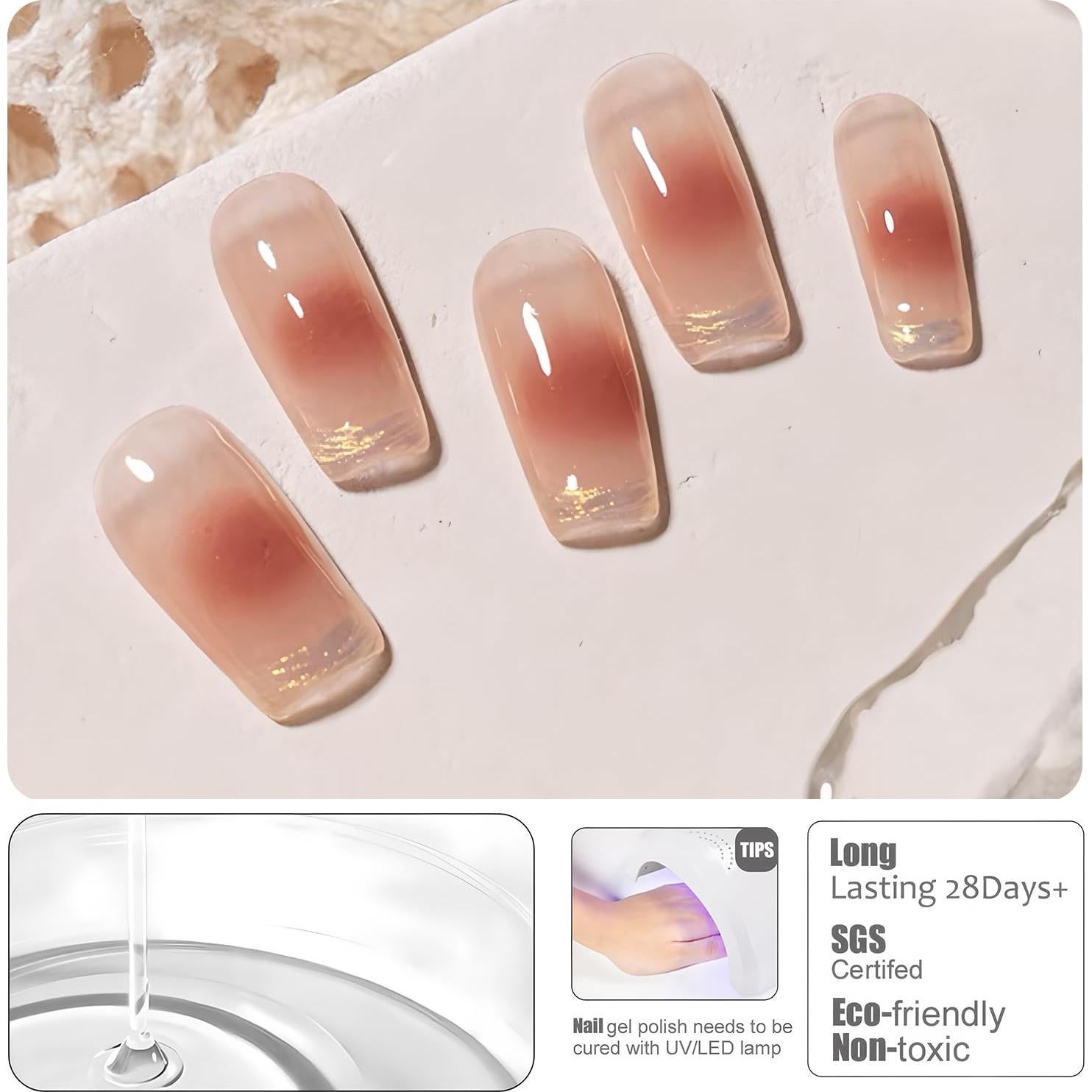 Esmalte de Uñas en Gel Vishine 16ml - 2 Pcs Floral Acuarela