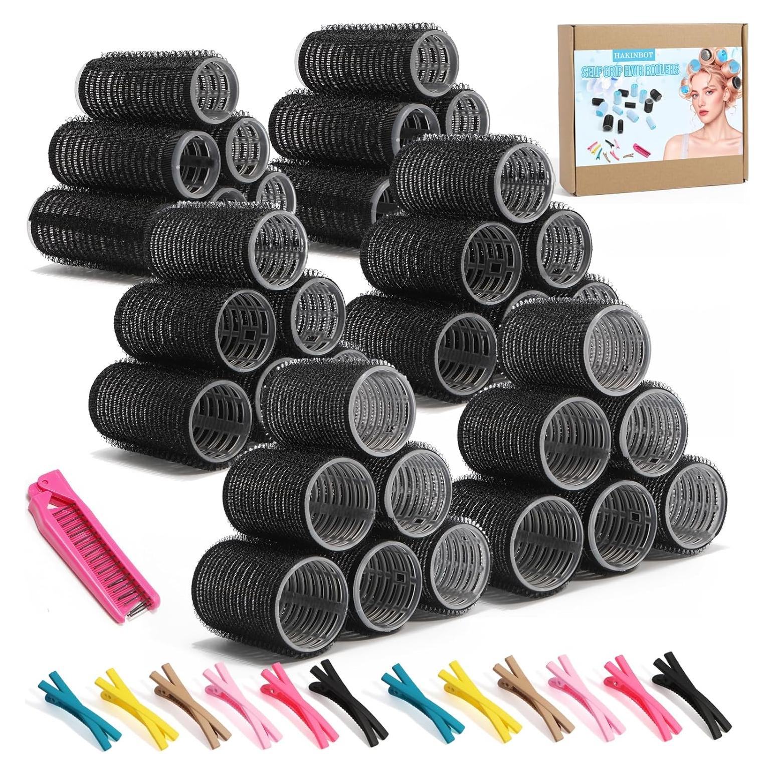 Kit de Rulos Autoadhesivos Sin Calor HAKINBOT - 36 Rulos y Clips