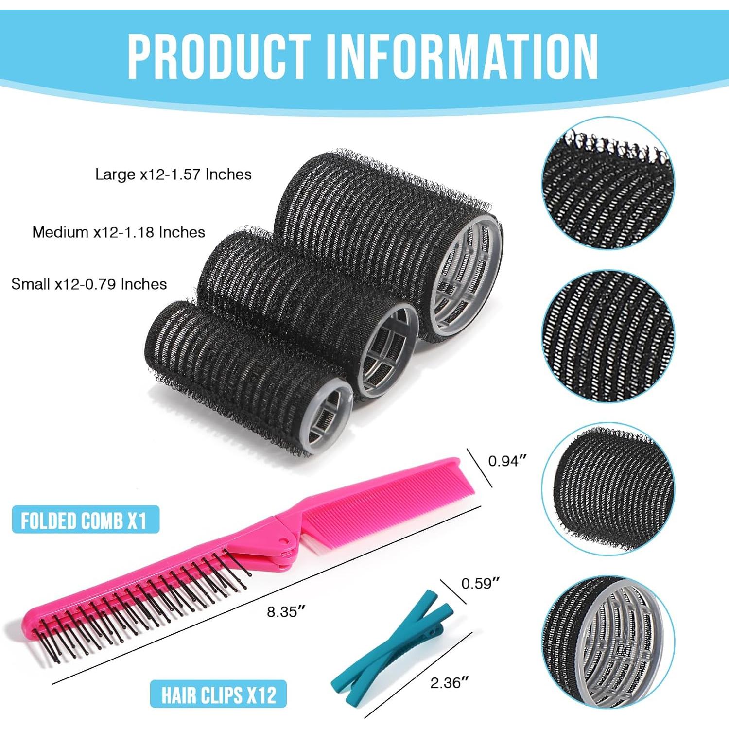 Kit de Rulos Autoadhesivos Sin Calor HAKINBOT - 36 Rulos y Clips