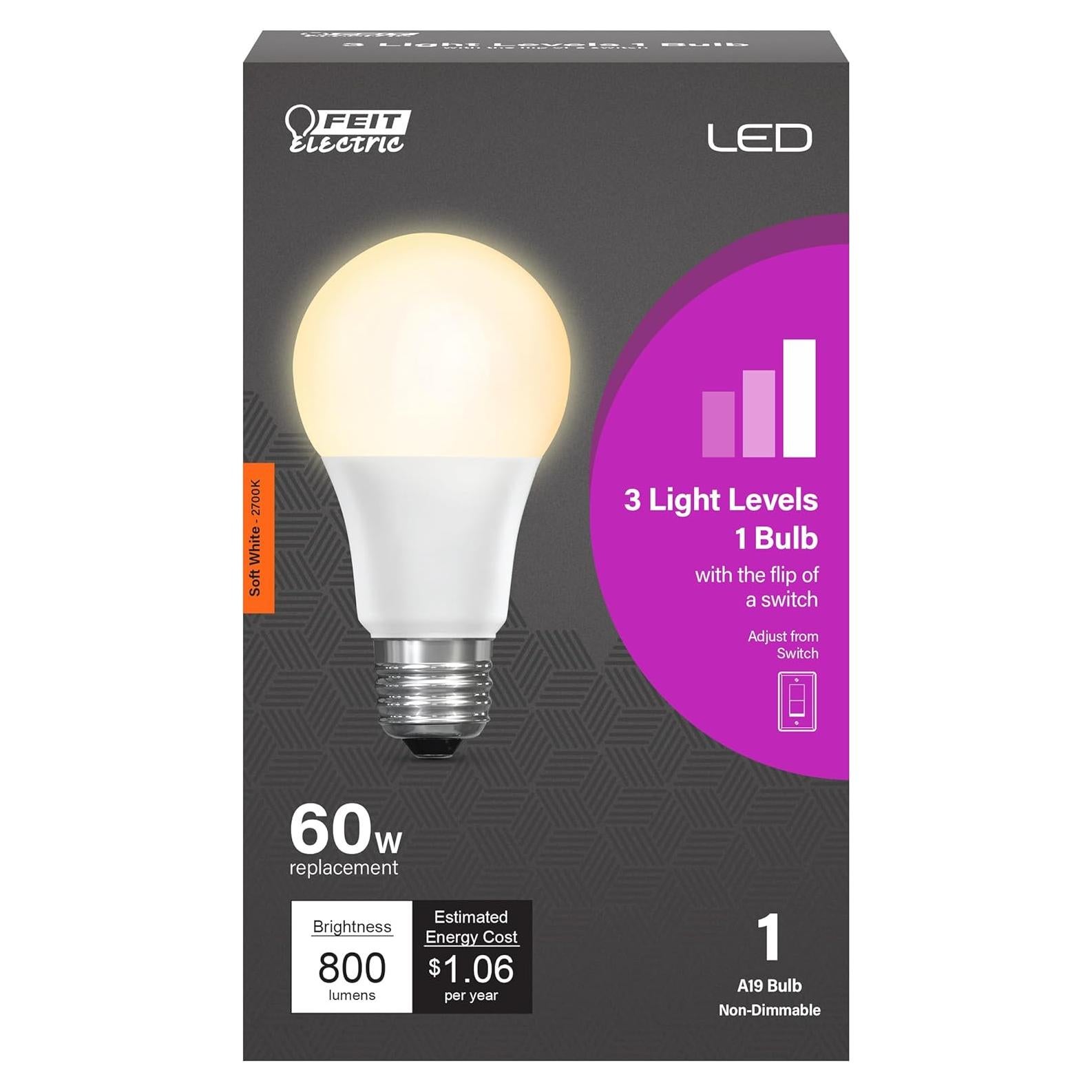 Bombilla LED A19 Feit Electric 9.5W 800 Lúmenes 2700K