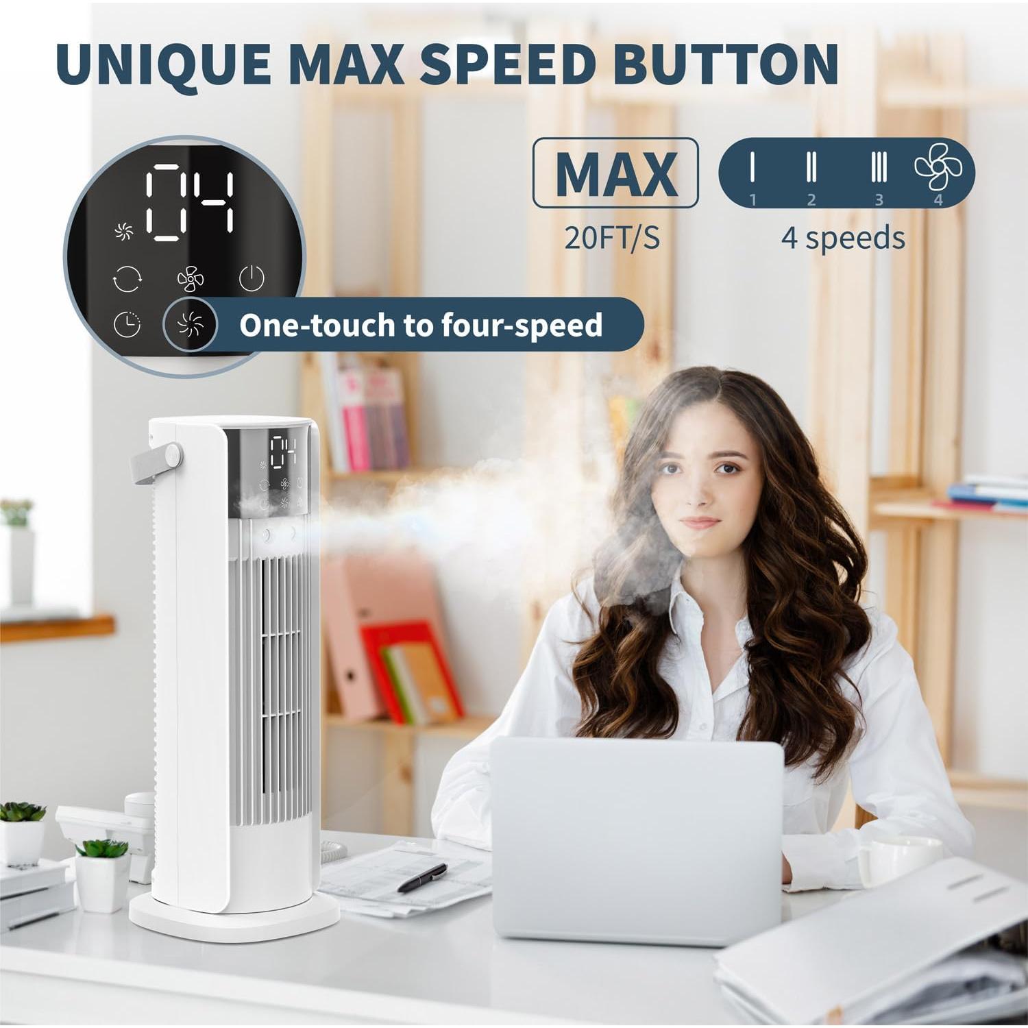 Ventilador de Torre Nebulizador XIUREI F20 16" 4 Velocidades