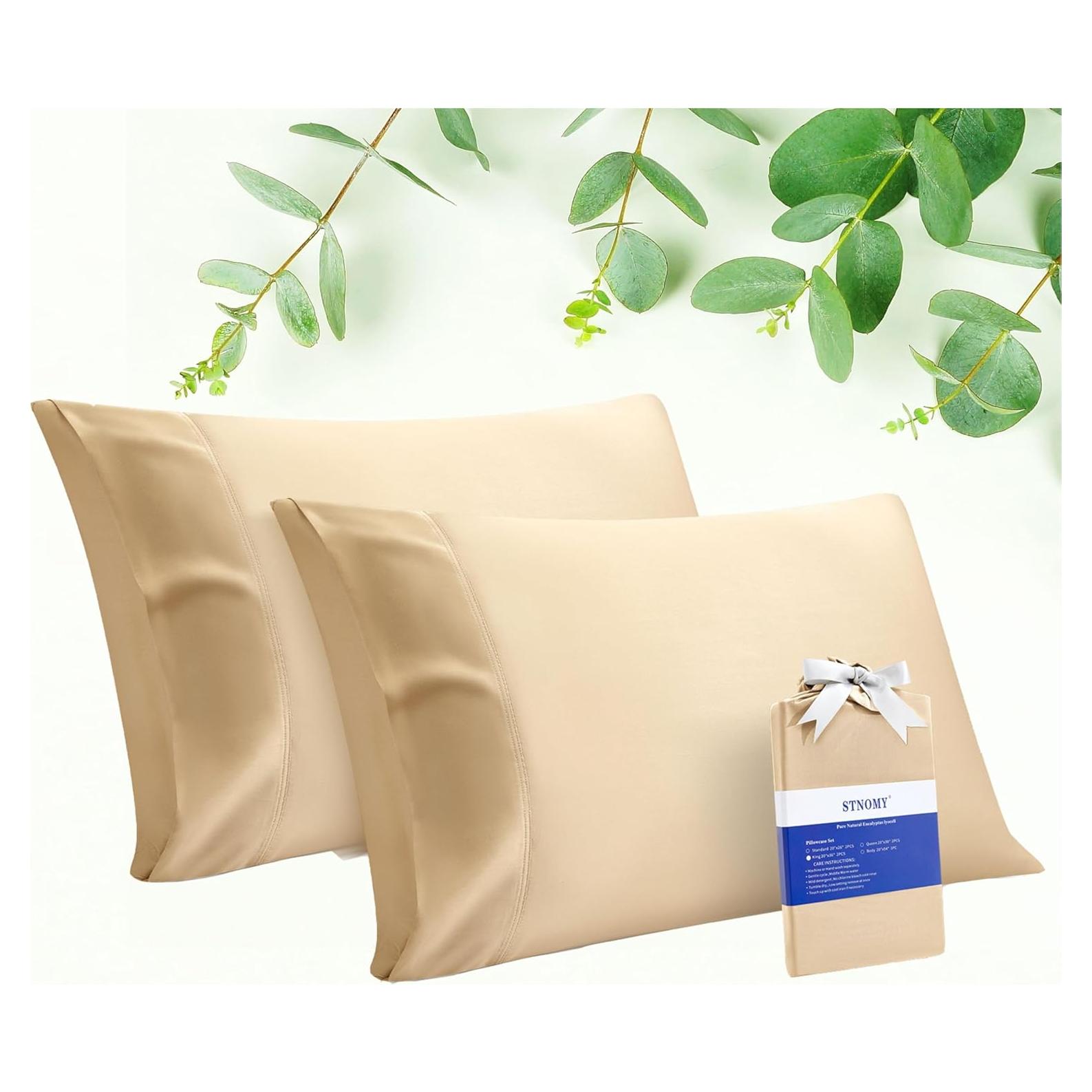 Funda de Almohada Reina Stnomy Eucalipto Tencel 300TC Champagne