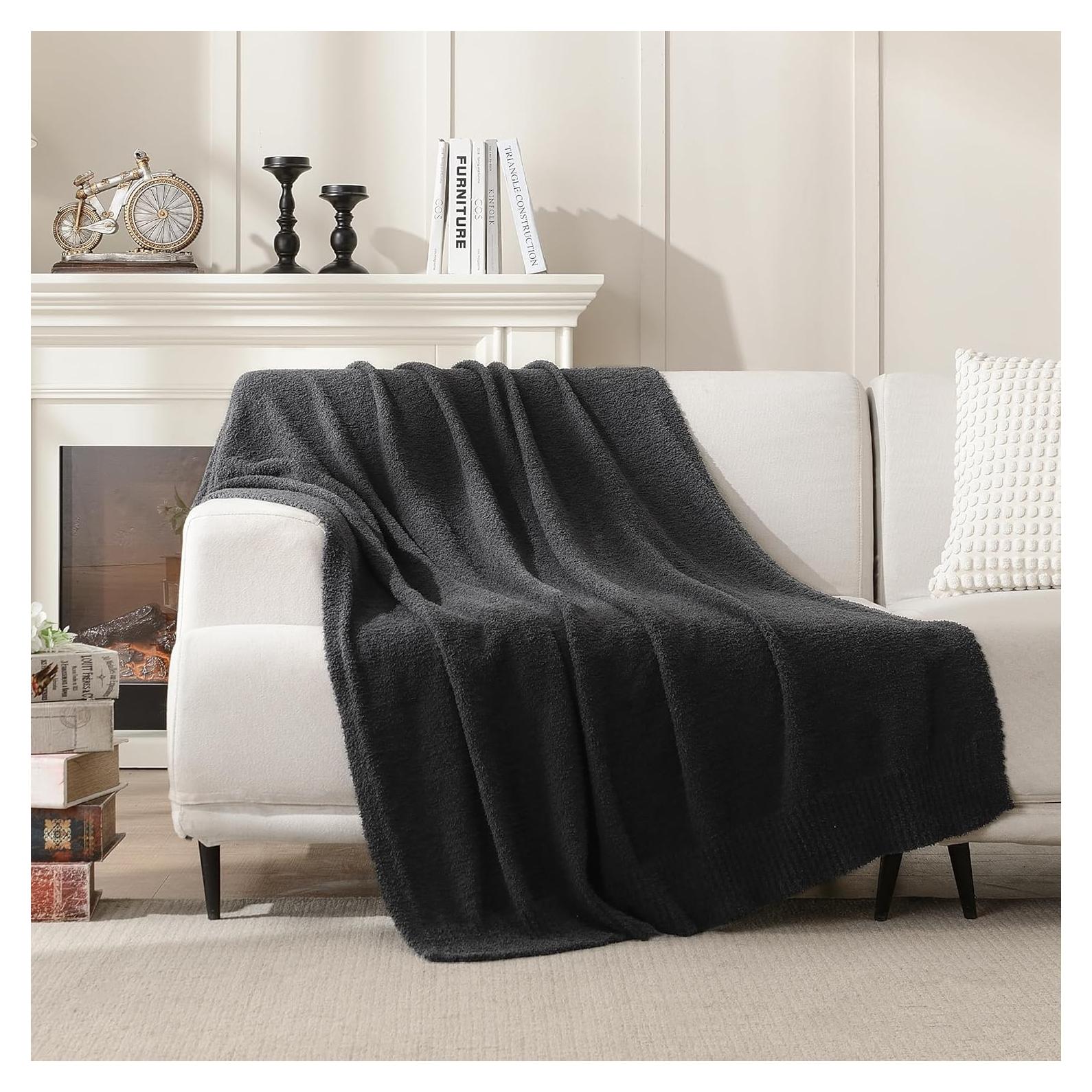 Manta de tiro JOOJA gris carbón 127x152 cm poliéster suave