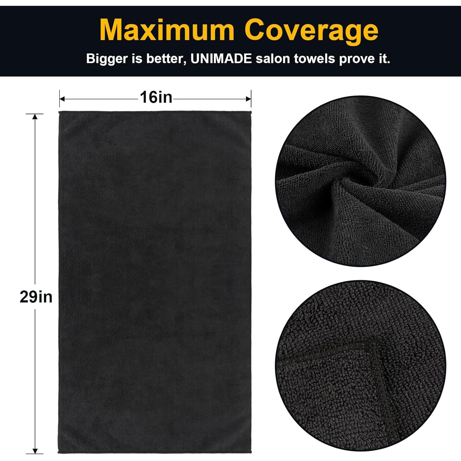 Paquete de 48 Toallas de Microfibra UNIMADE Negras 40x74 cm