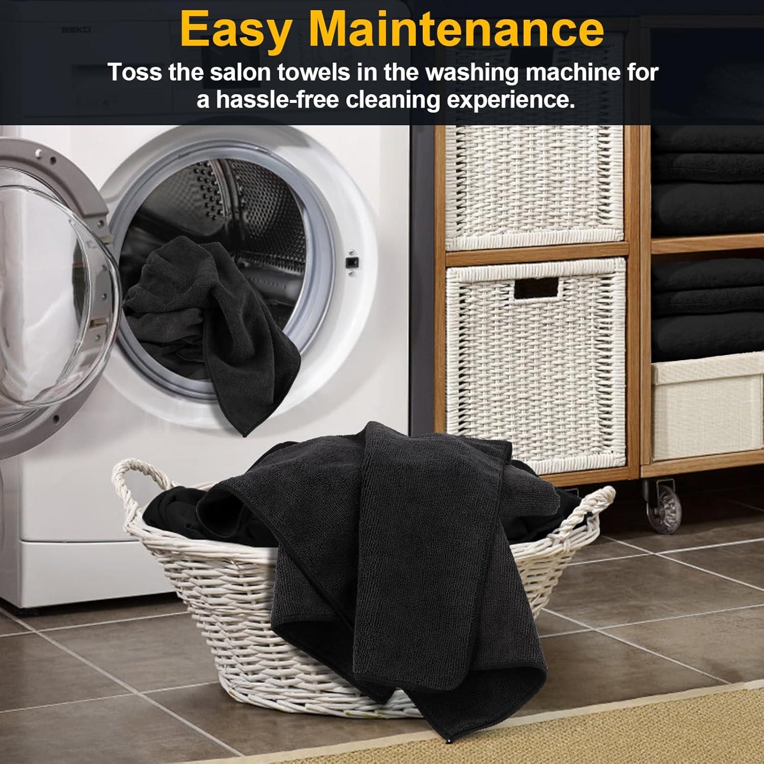 Paquete de 48 Toallas de Microfibra UNIMADE Negras 40x74 cm