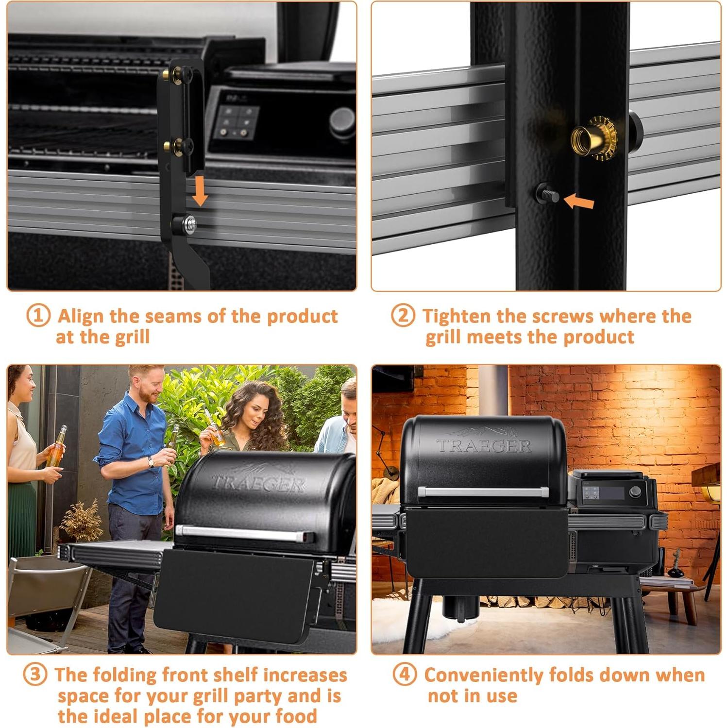 Estante Frontal Plegable AJinTeby BAC604 para Parrillas Traeger