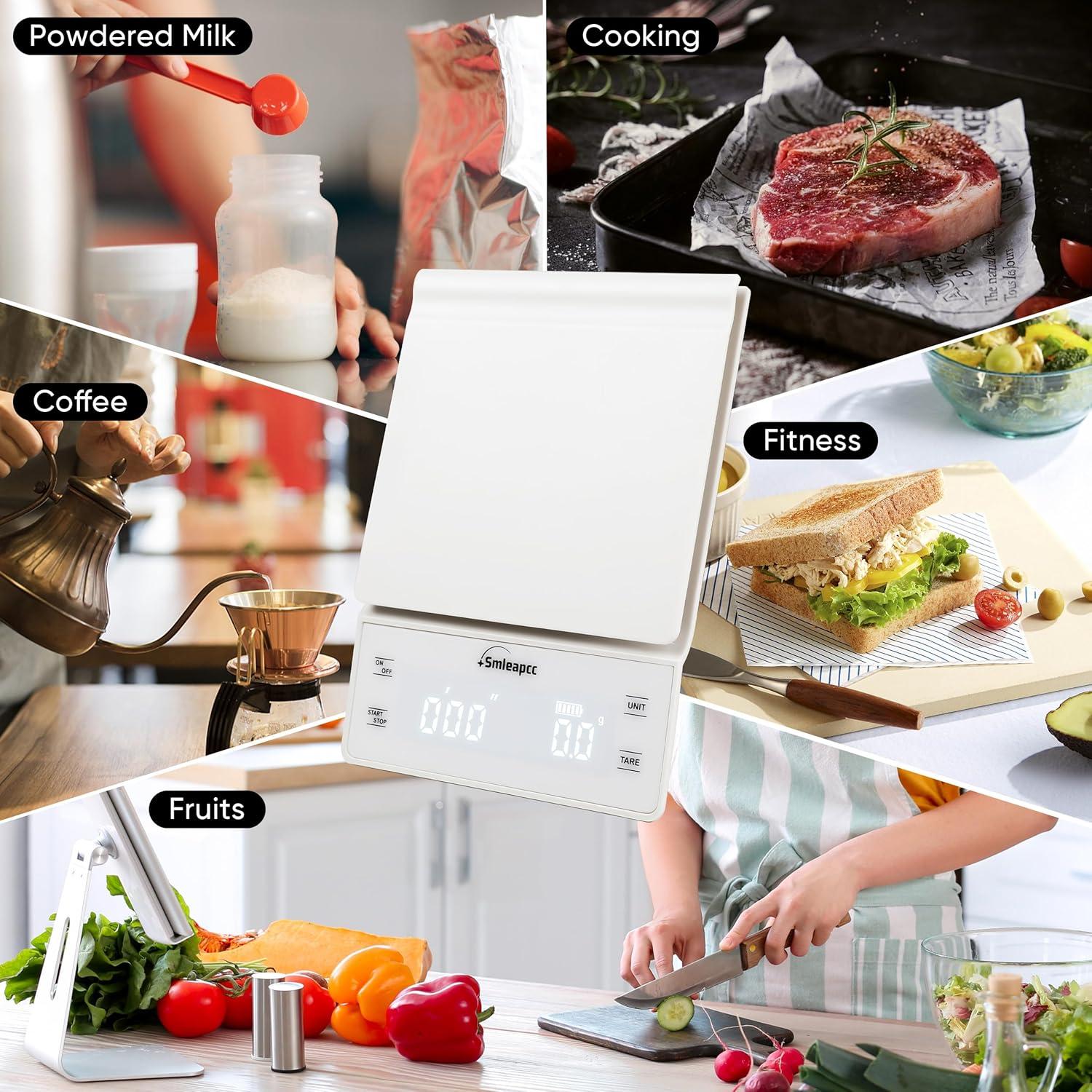 Báscula de Cocina Digital Smleapcc 3kg Alta Precisión Blanca