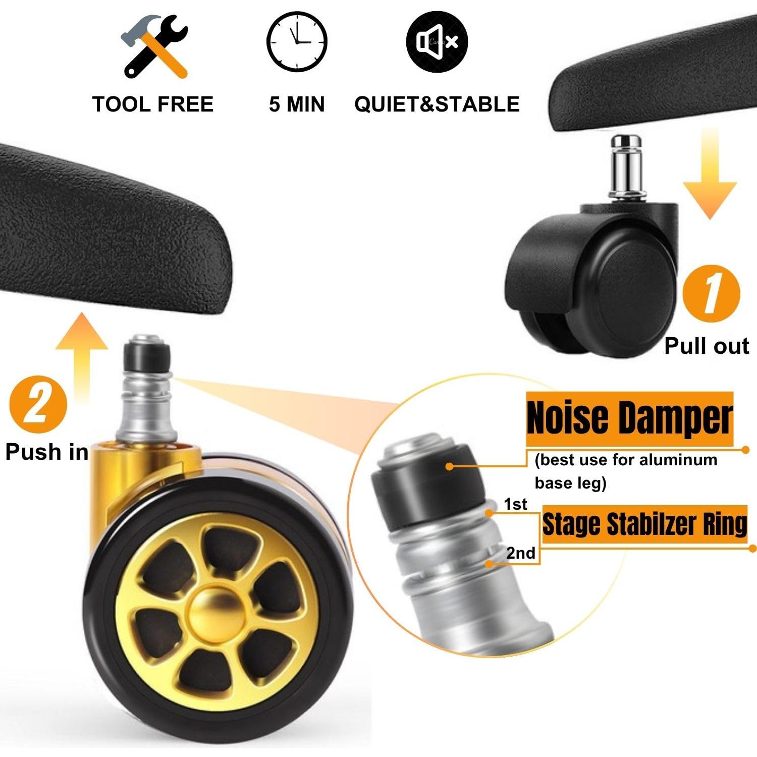 Ruedas de Reemplazo para Sillas de Oficina Wieyunn 6.35 cm