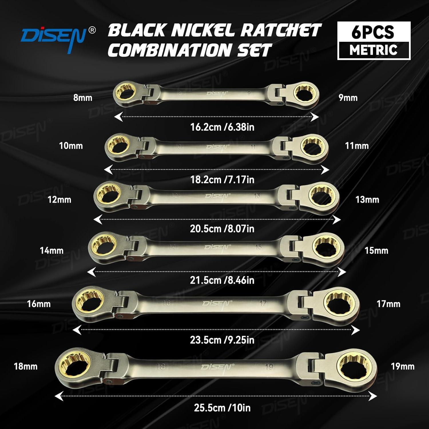 Juego de Llaves de Carraca DISEN 6 Piezas 90 Dientes Flexibles