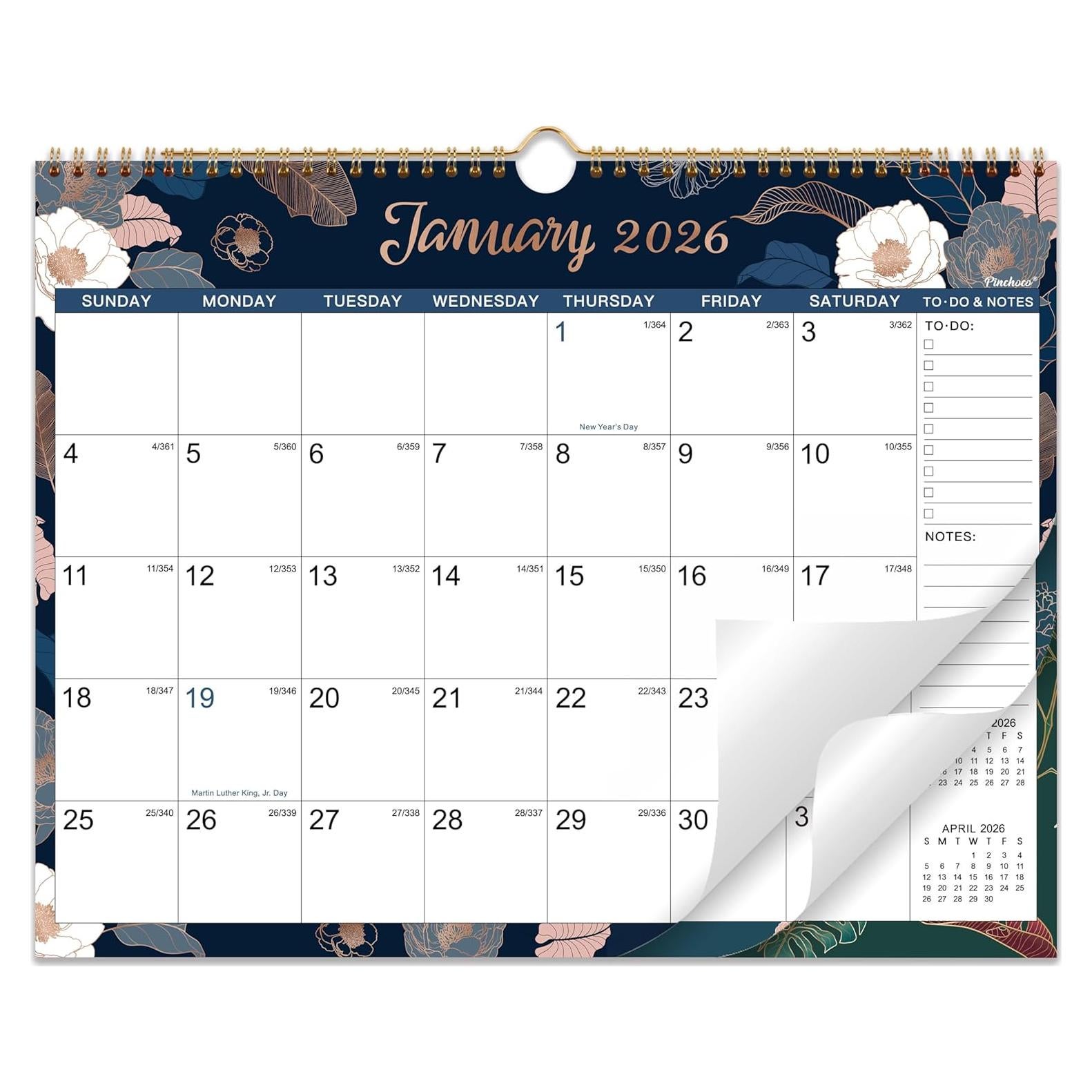 Calendario de Pared 2026 Pinchoco 29.2x38.1 cm Floral