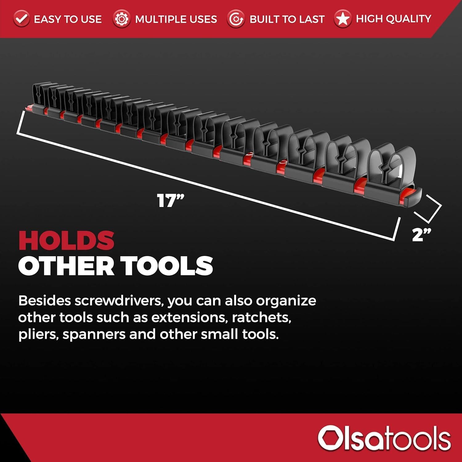 Organizador de Destornilladores Olsa Tools 14 Clips Nylon Rojo