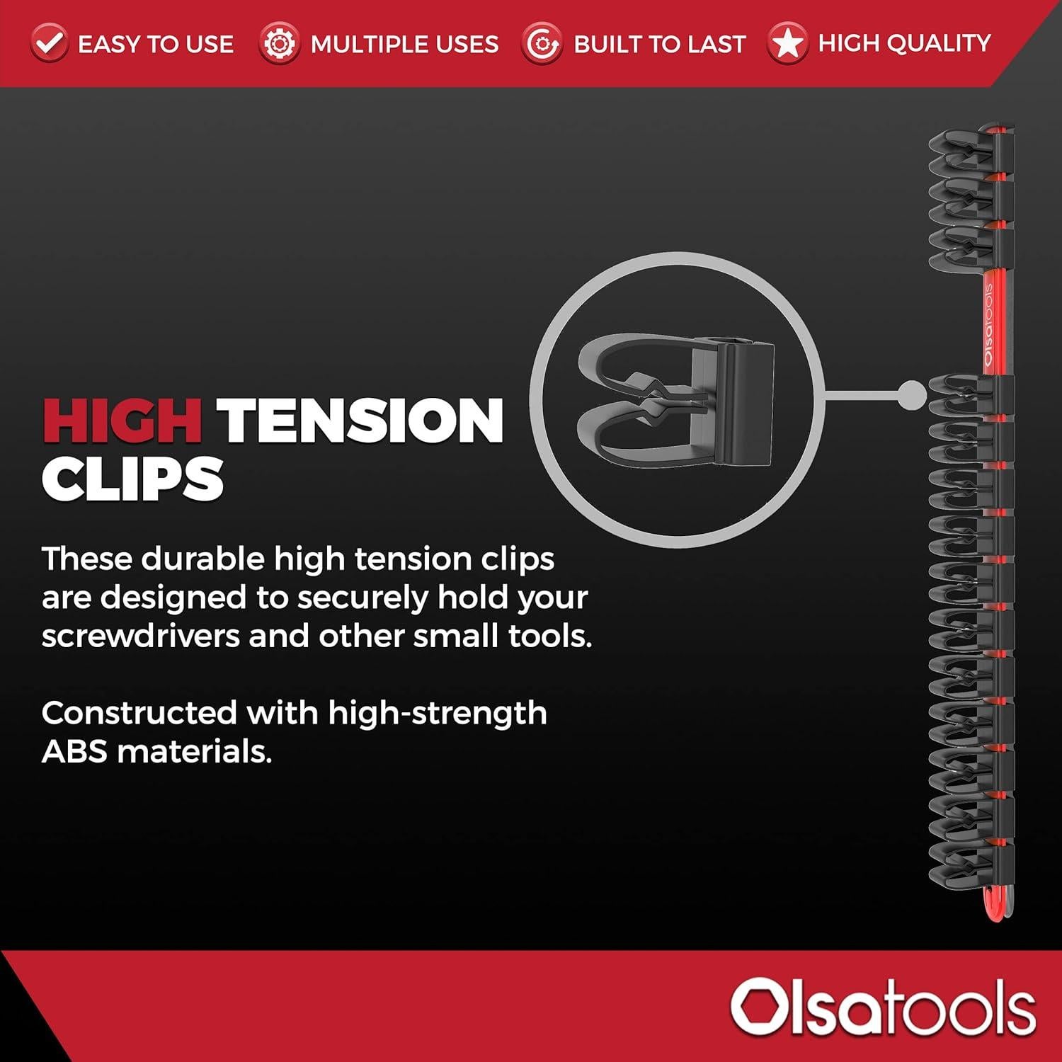 Organizador de Destornilladores Olsa Tools 14 Clips Nylon Rojo