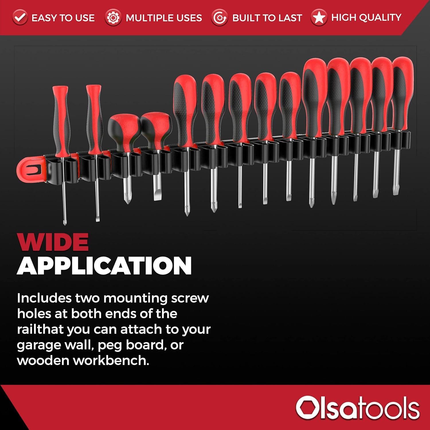 Organizador de Destornilladores Olsa Tools 14 Clips Nylon Rojo