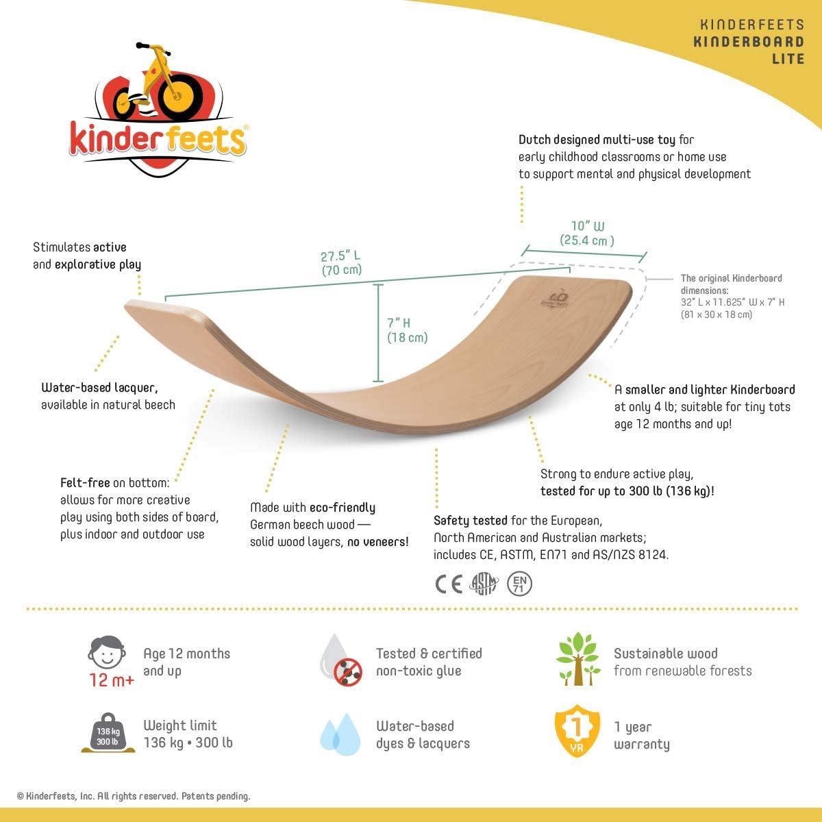 Kinderfeets Kinderboard LITE Tabla de Equilibrio de Madera 81x30x18 cm