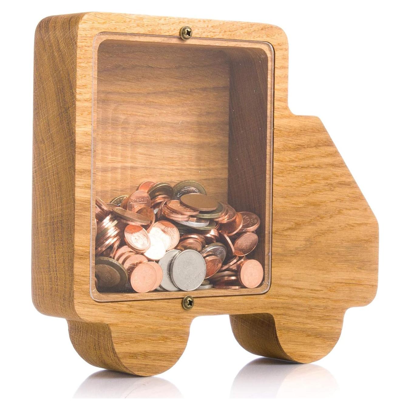 Hucha de Madera CAMIÓN Personalizada para Niños y Adultos