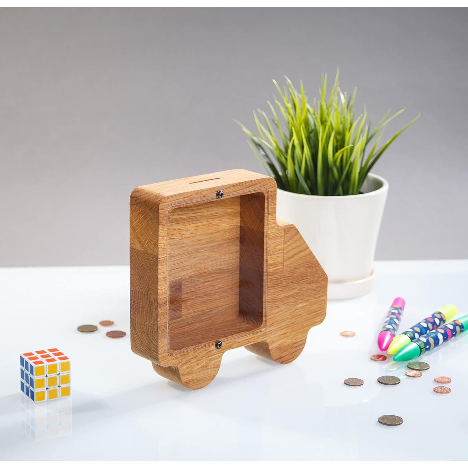 Hucha de Madera CAMIÓN Personalizada para Niños y Adultos