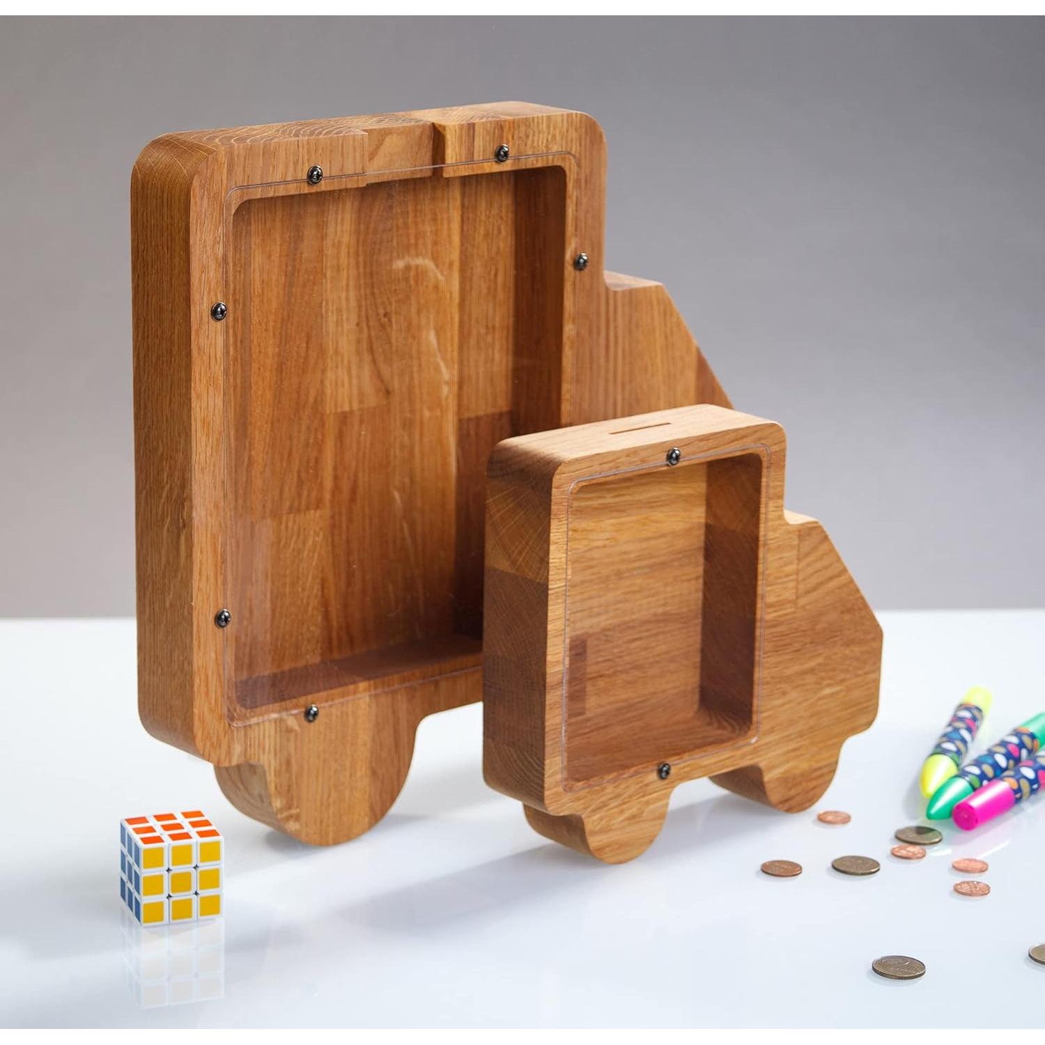 Hucha de Madera CAMIÓN Personalizada para Niños y Adultos