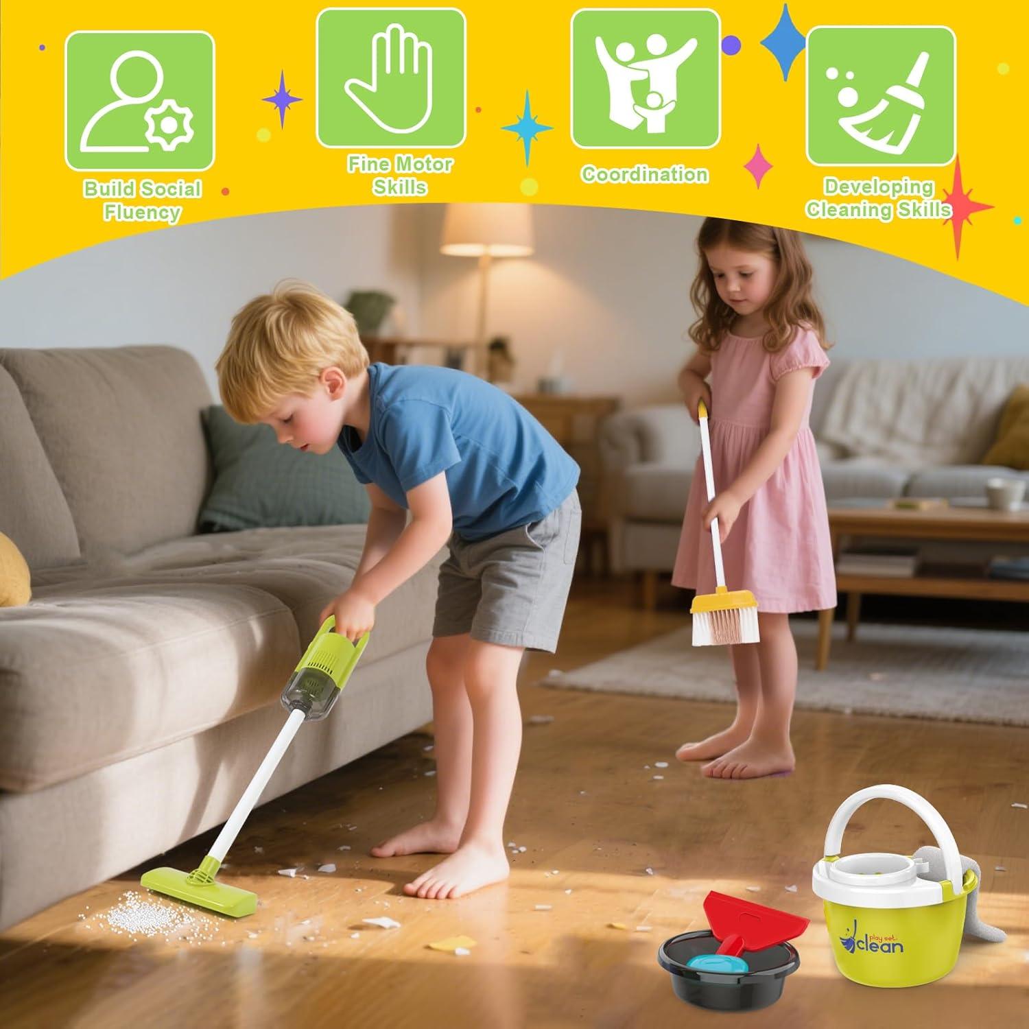 Juego de Limpieza Infantil XIAPIA 14 Piezas Aspiradora 2 en 1