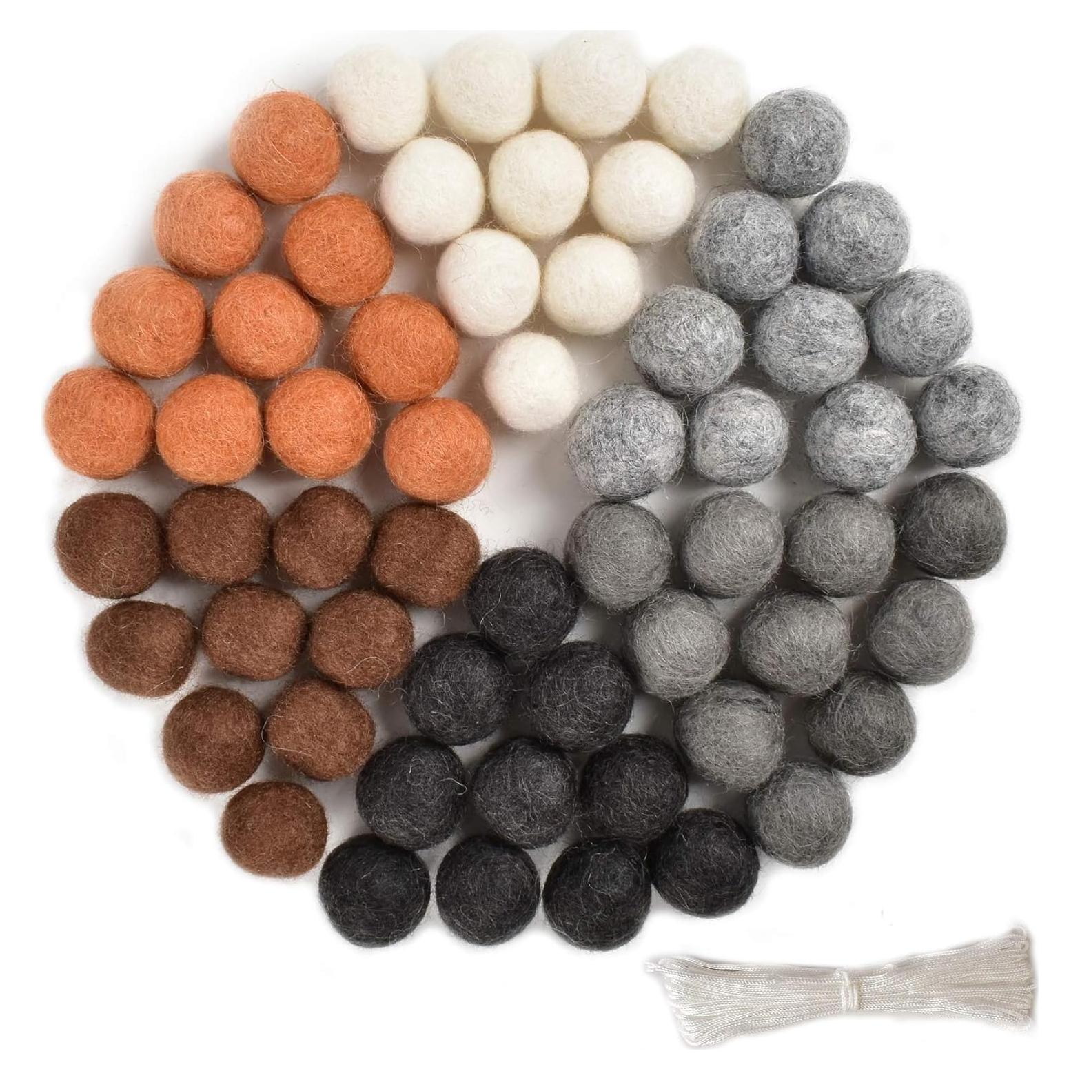 Luckforest 60 Pcs Bolas de Fieltro de Lana Natural 2 cm