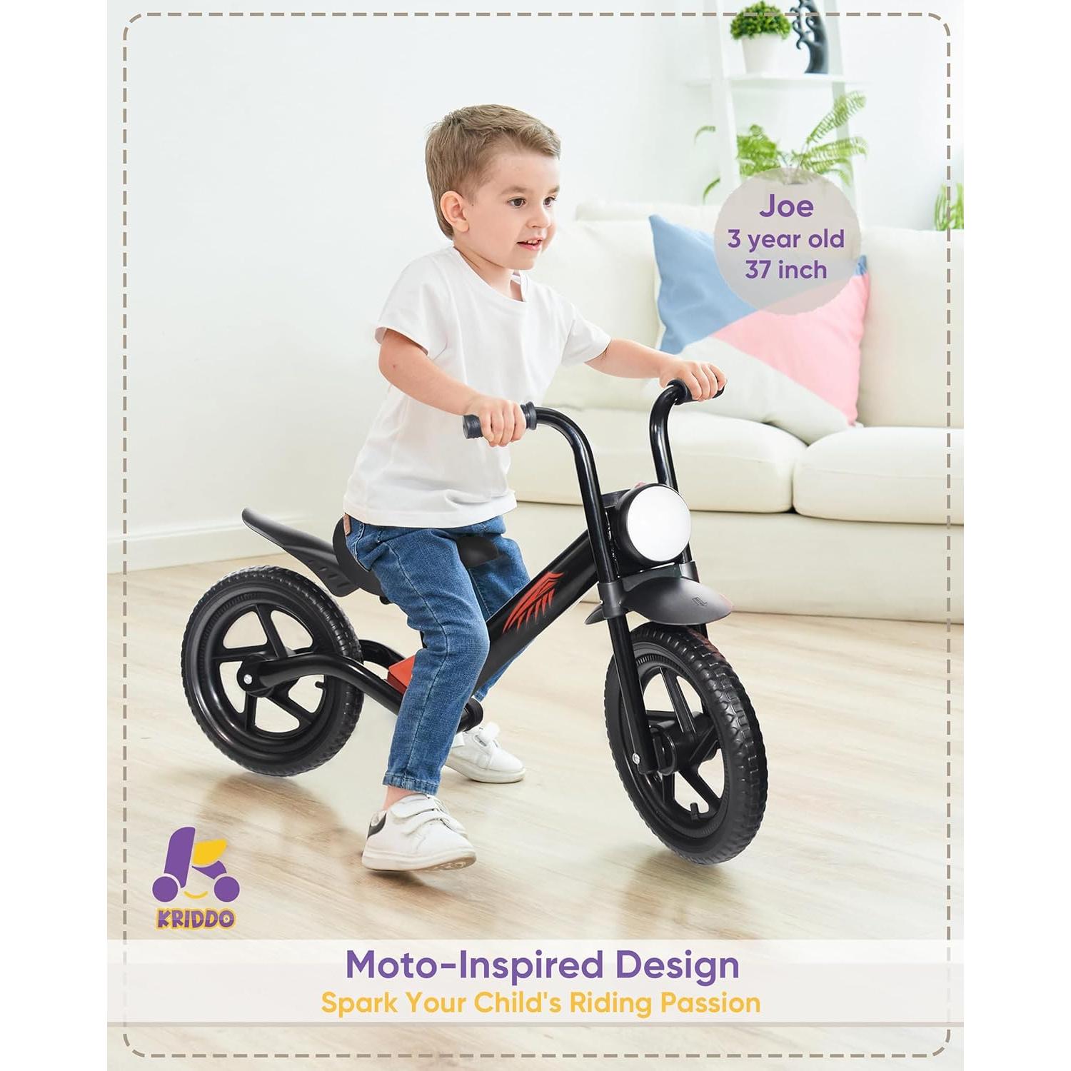 Bicicleta de Equilibrio KRIDDO 2024 para Niños 2-5 Años con Luz