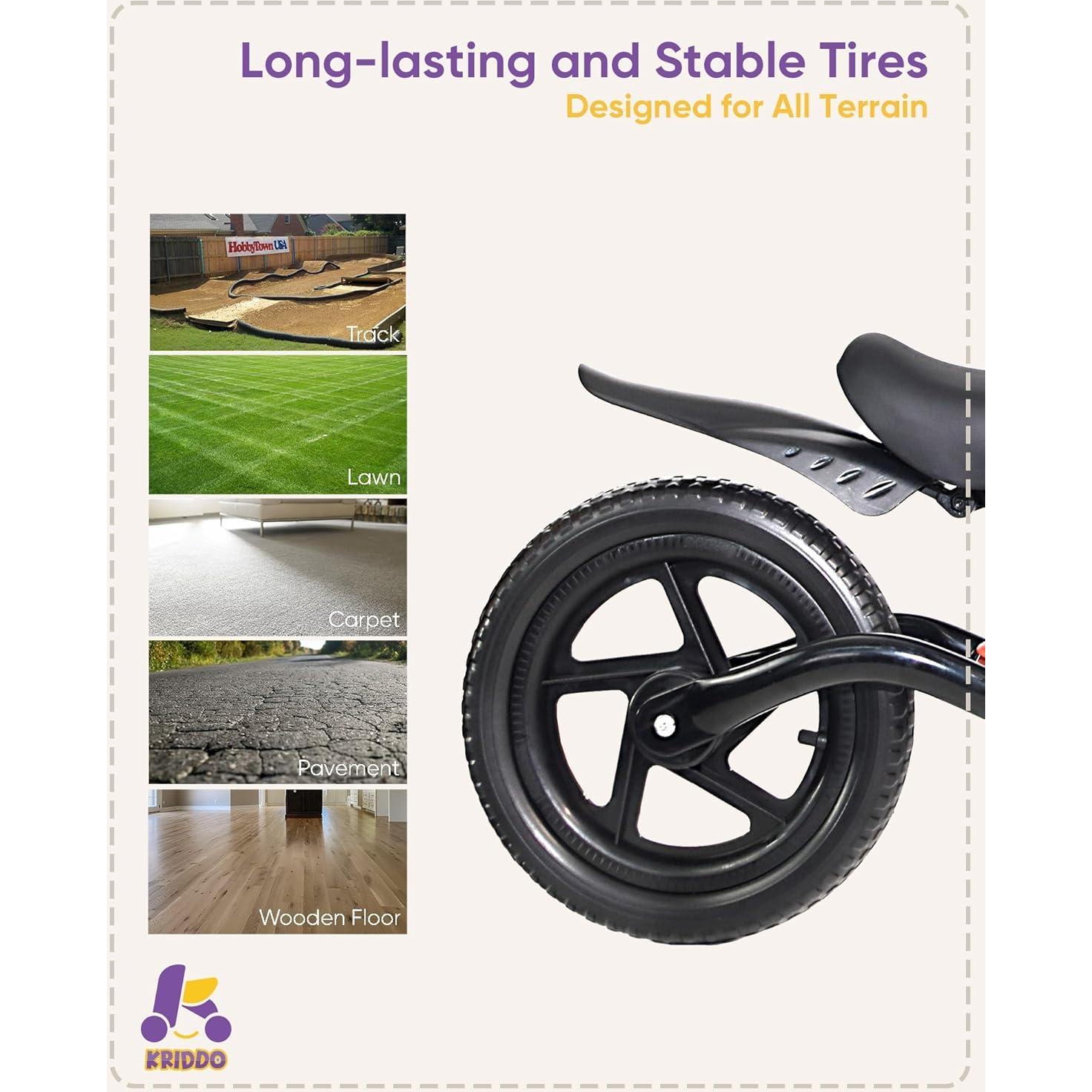 Bicicleta de Equilibrio KRIDDO 2024 para Niños 2-5 Años con Luz