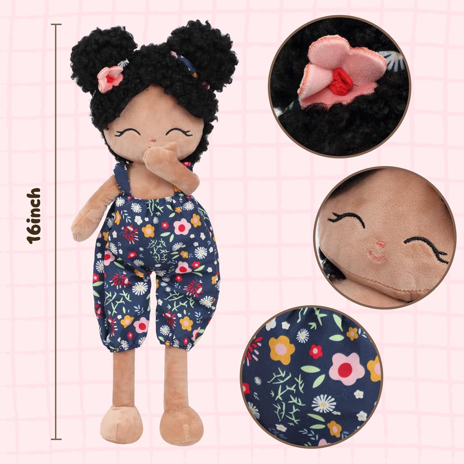 Muñeca de Trapo Suave Jumbrace 40.64 cm Negra para Bebé