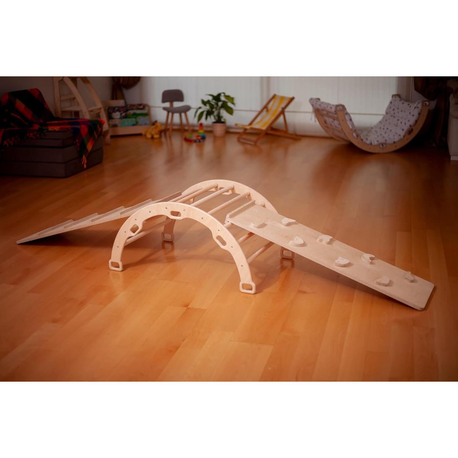 Arco de Escalada Montessori Kidodido con 2 Rampas - Madera Natural